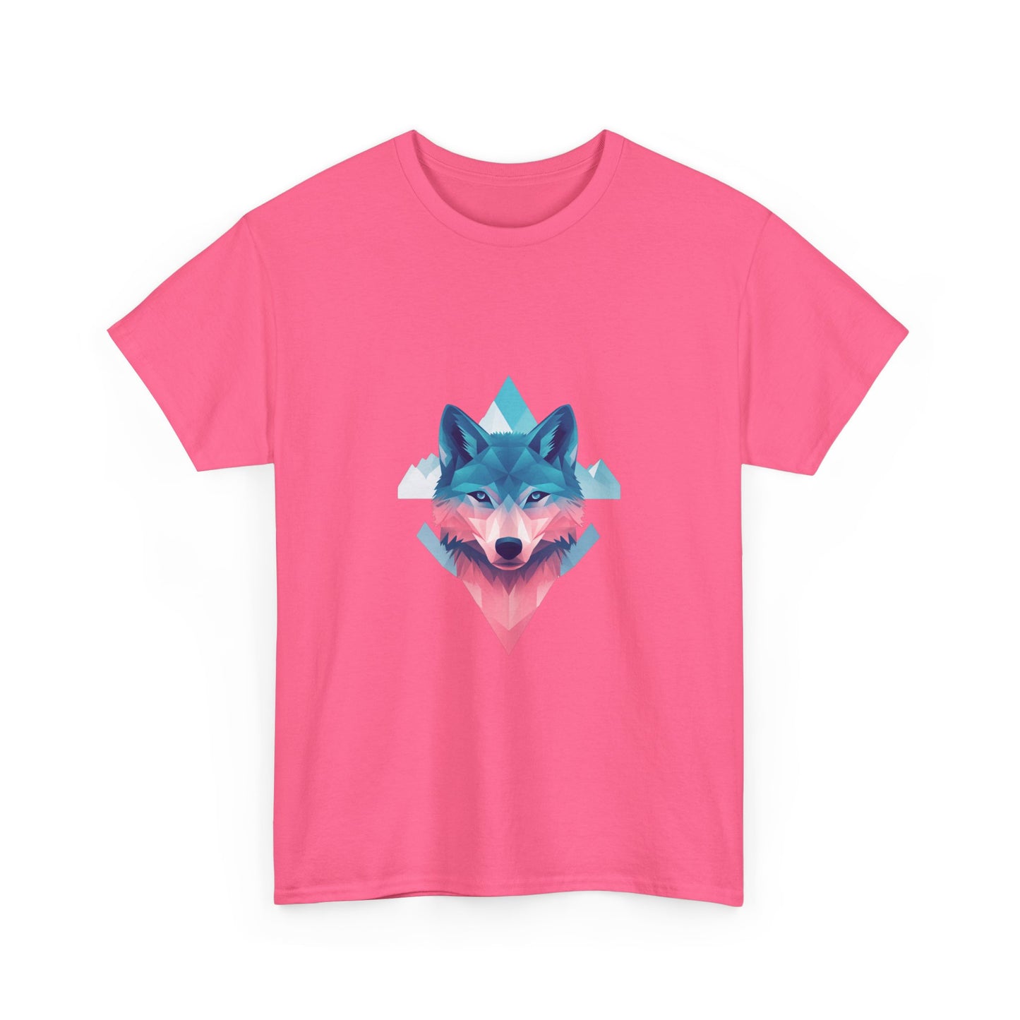 Geometric Wolf with Vibrant Colors Unisex Heavy Cotton Tee