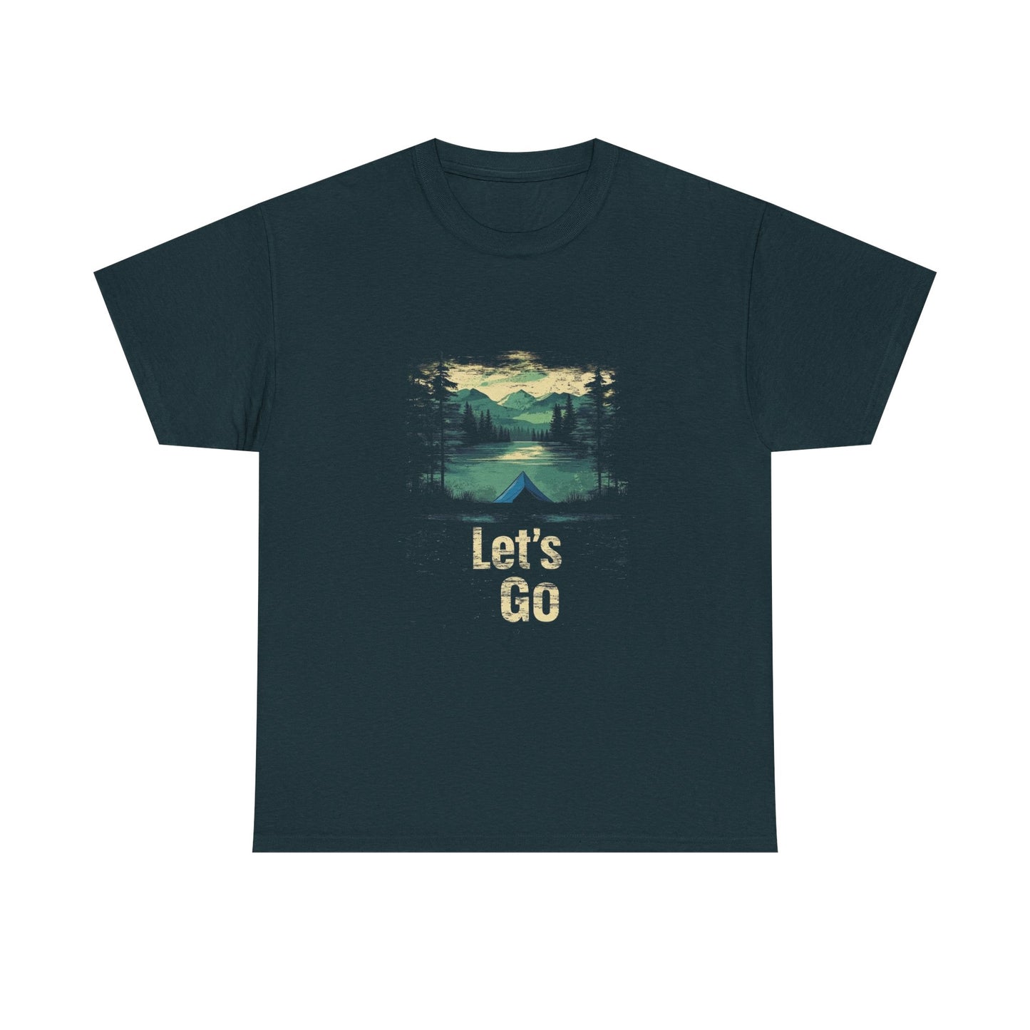 Adventure Awaits Unisex Heavy Cotton Tee - Let's Go Mountain Graphic Shirt