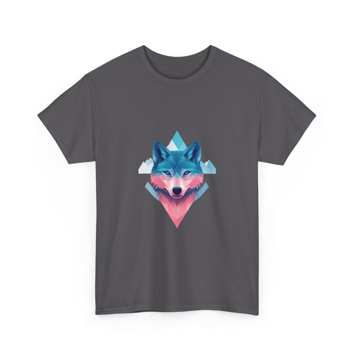 Geometric Wolf with Vibrant Colors Unisex Heavy Cotton Tee