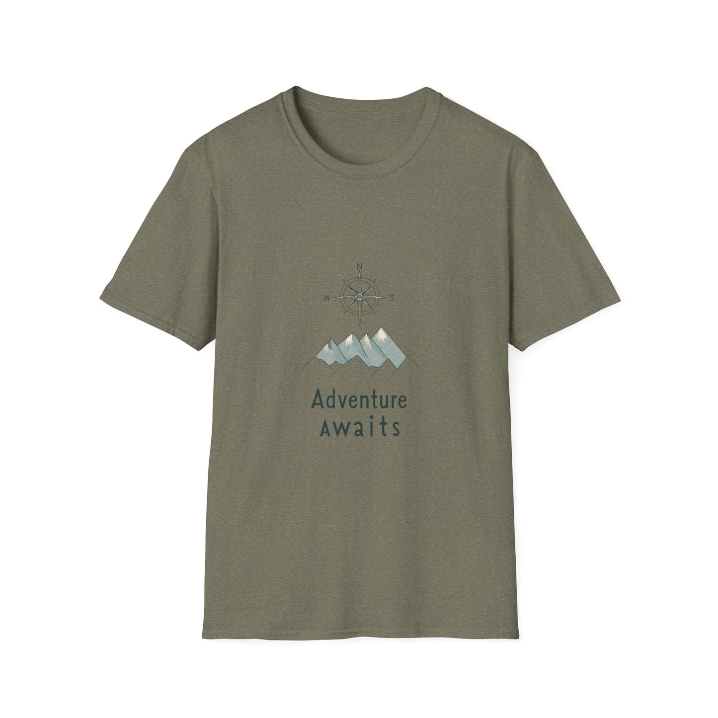 Adventure Awaits Unisex Softstyle T-Shirt, Perfect for Travel Lovers, Outdoor Enthusiasts, Camping, Adventure Gifts, Nature Tee
