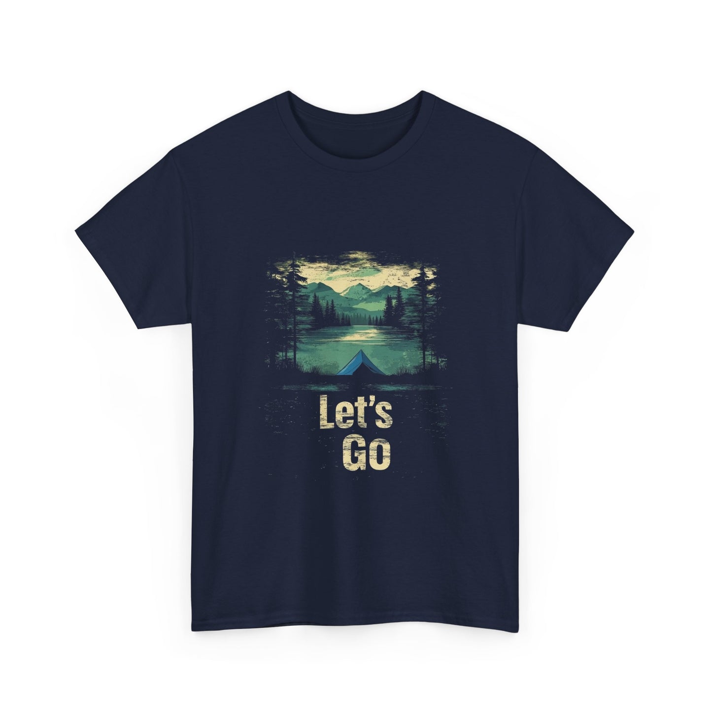 Adventure Awaits Unisex Heavy Cotton Tee - Let's Go Mountain Graphic Shirt