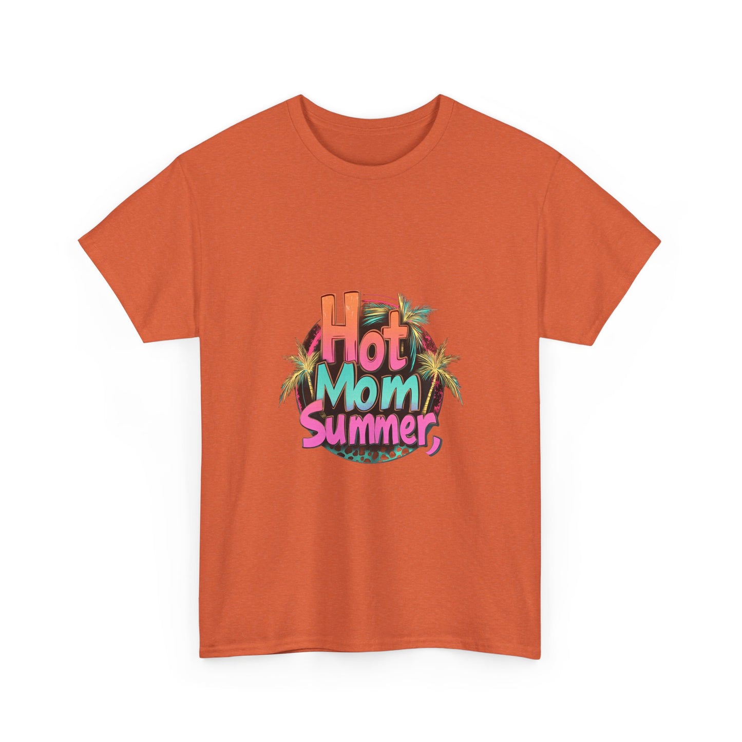 Hot Mom Summer Retro Tropical Unisex Heavy Cotton Tee - 'Hot Mom Summer' Graphic Tee