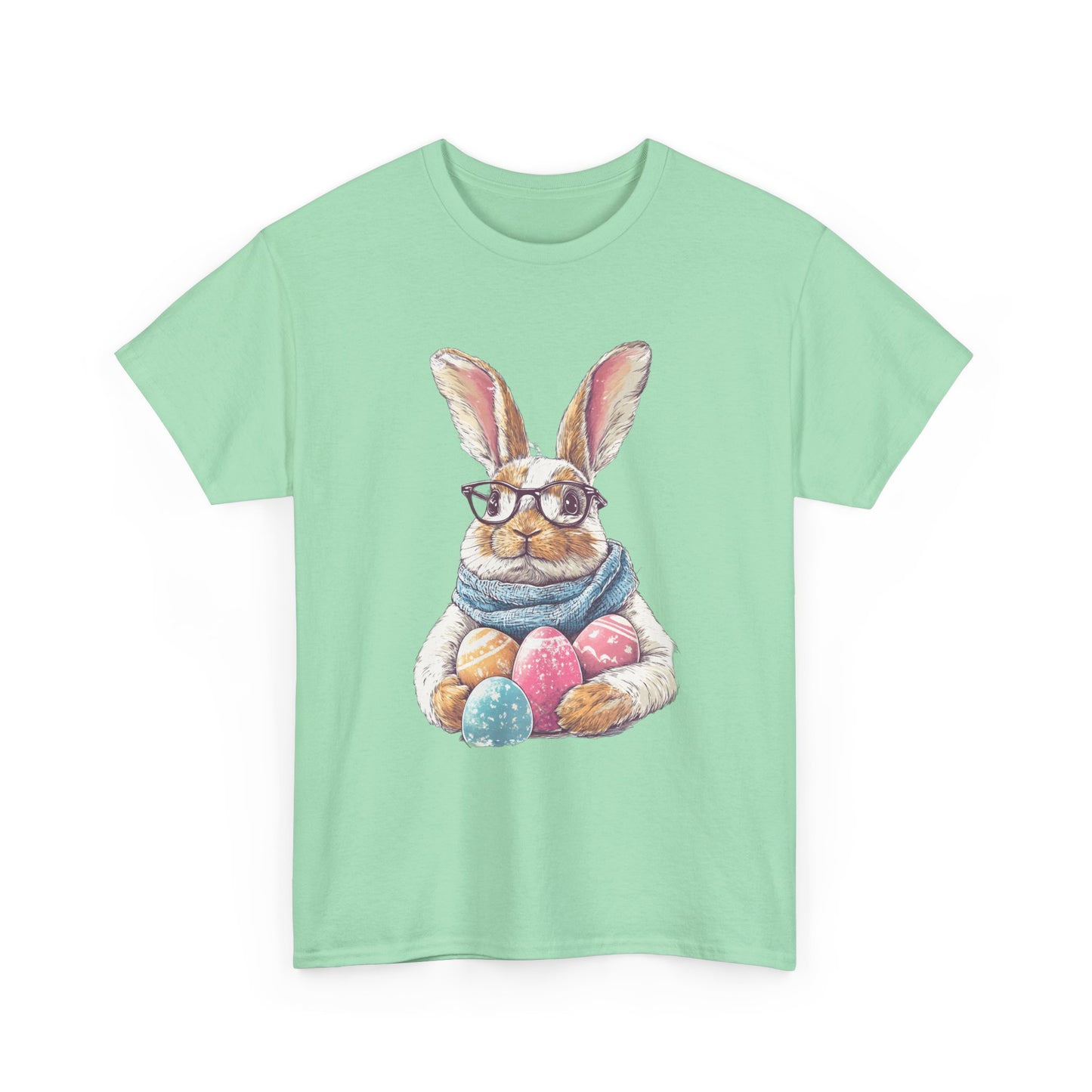 Easter Bunny Graphic Tee - Unisex Heavy Cotton Tee for Spring Celebrations - Bunny with Glasses