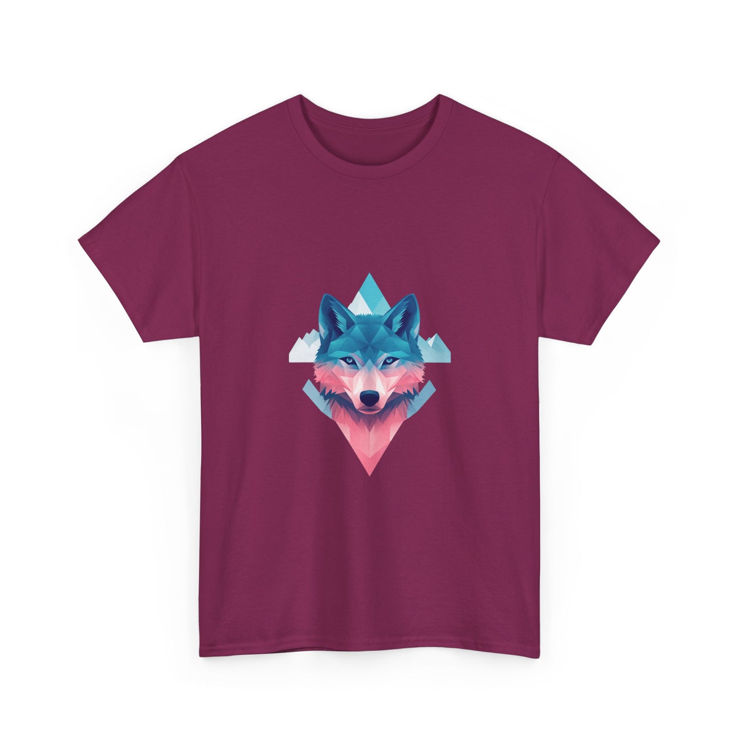 Geometric Wolf with Vibrant Colors Unisex Heavy Cotton Tee