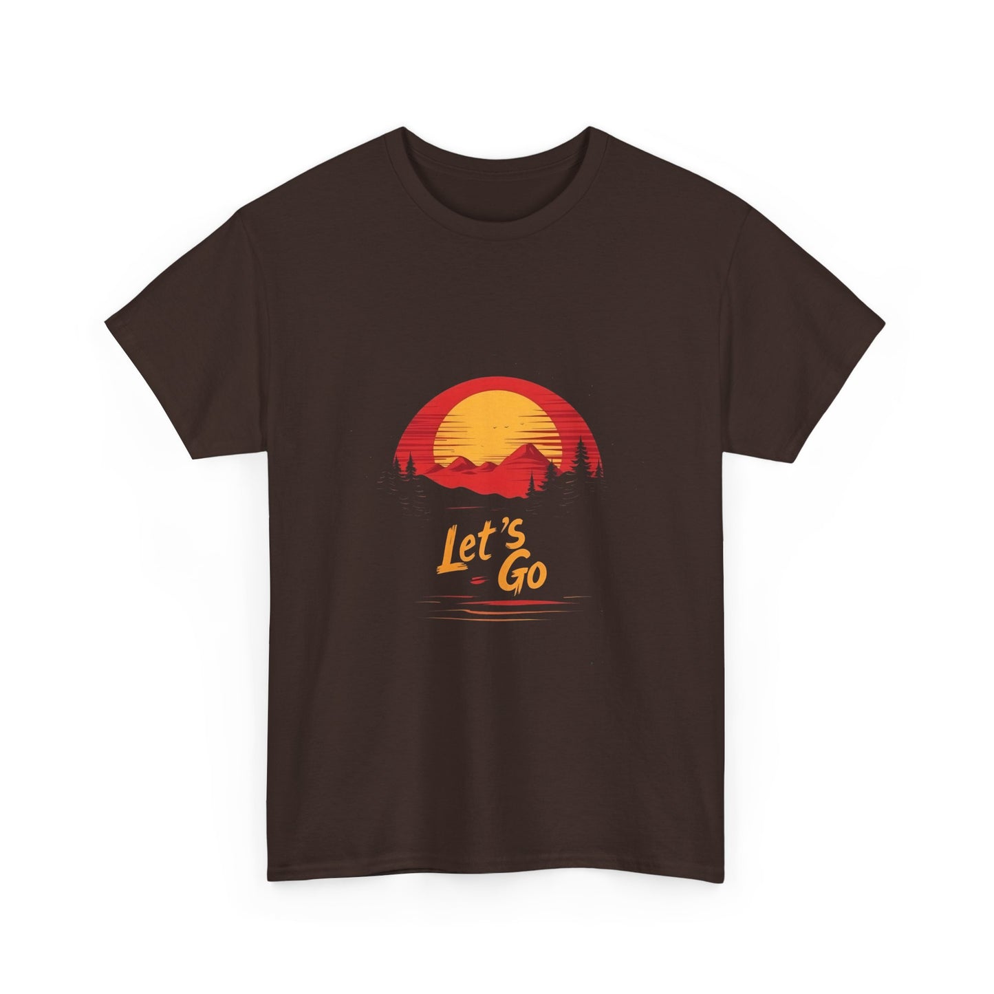 Sunset Adventure Unisex Heavy Cotton Tee - "Let's Go" Inspiring Graphic Shirt - Tee Fusion Lab