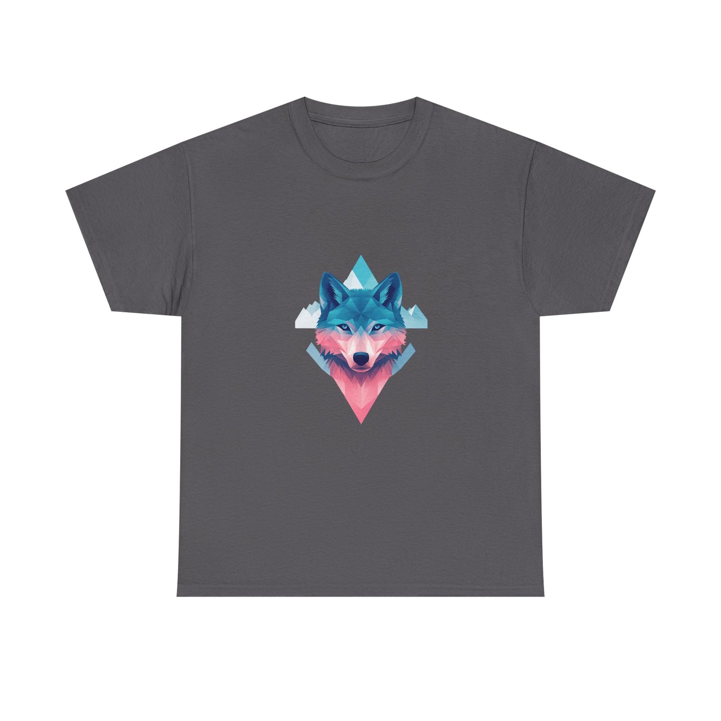 Geometric Wolf with Vibrant Colors Unisex Heavy Cotton Tee