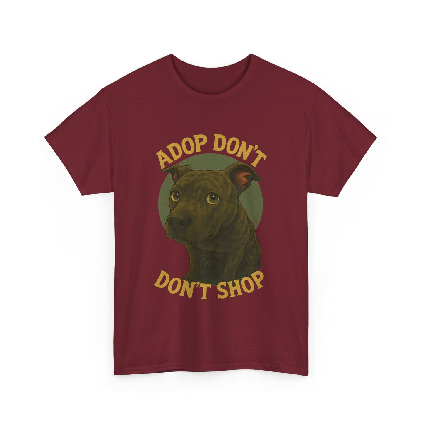 Unisex Heavy Cotton Tee - "Adopt Don't Shop" Dog Design - Tee Fusion Lab