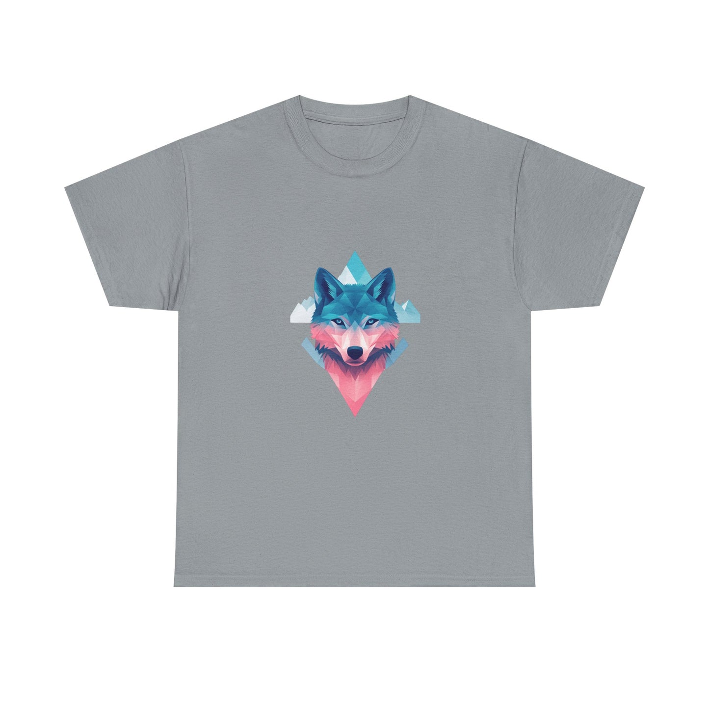 Geometric Wolf with Vibrant Colors Unisex Heavy Cotton Tee