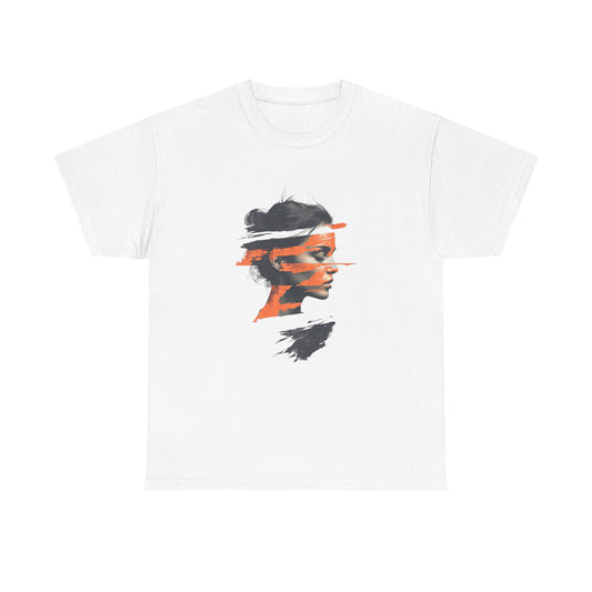 Artistic Unisex Heavy Cotton Tee - Abstract Portrait Design - Tee Fusion Lab