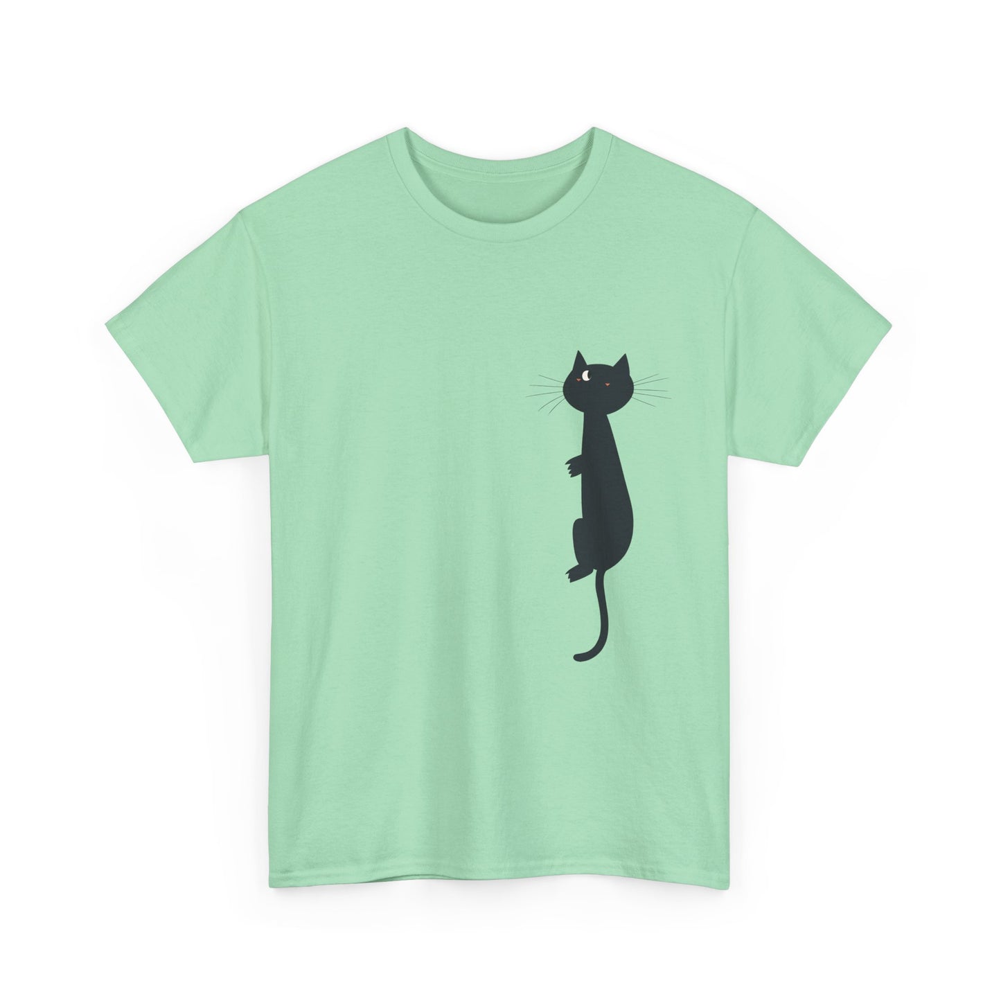 Playful Black Cat Unisex Heavy Cotton Tee - Perfect for Animal Lovers - Tee Fusion Lab