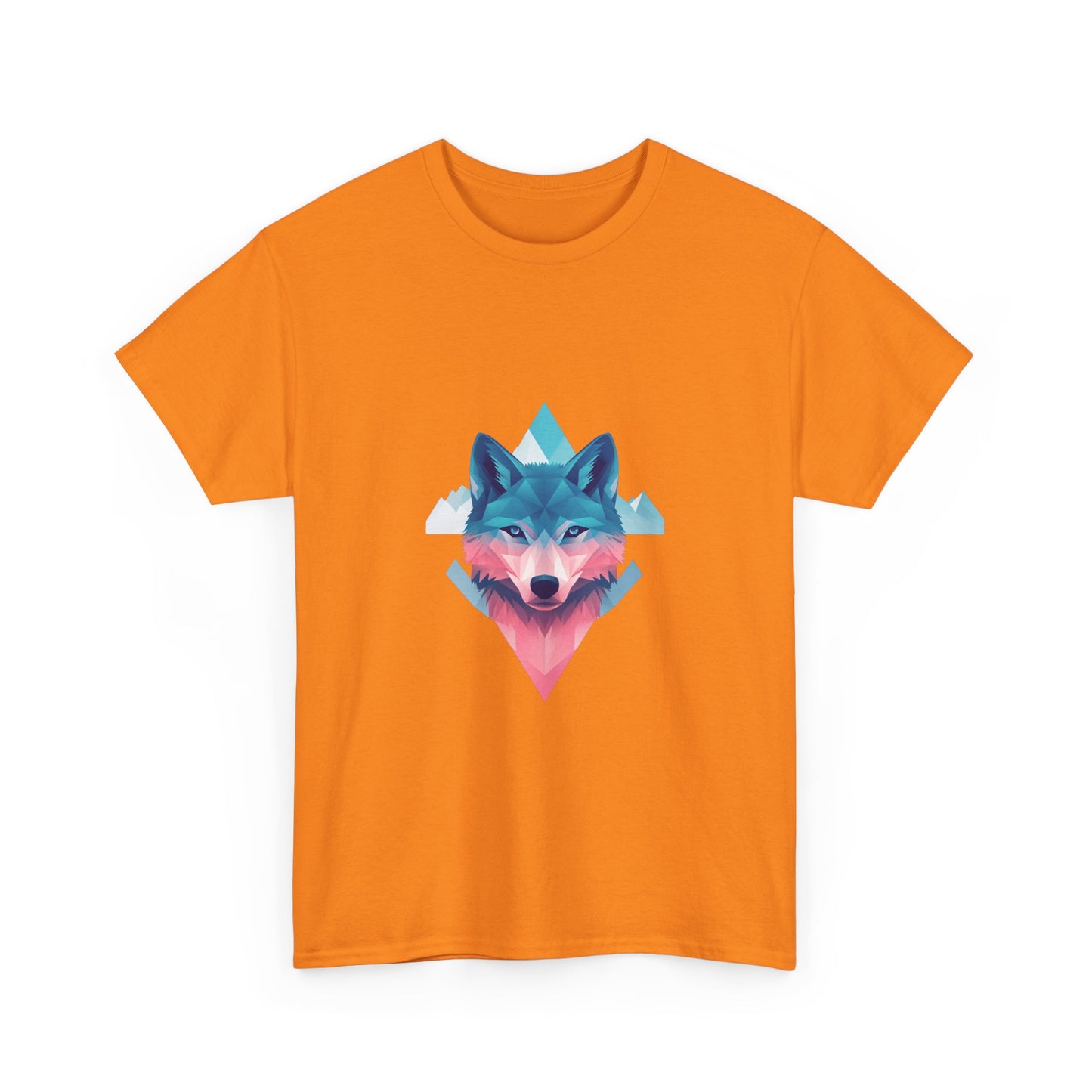 Geometric Wolf with Vibrant Colors Unisex Heavy Cotton Tee
