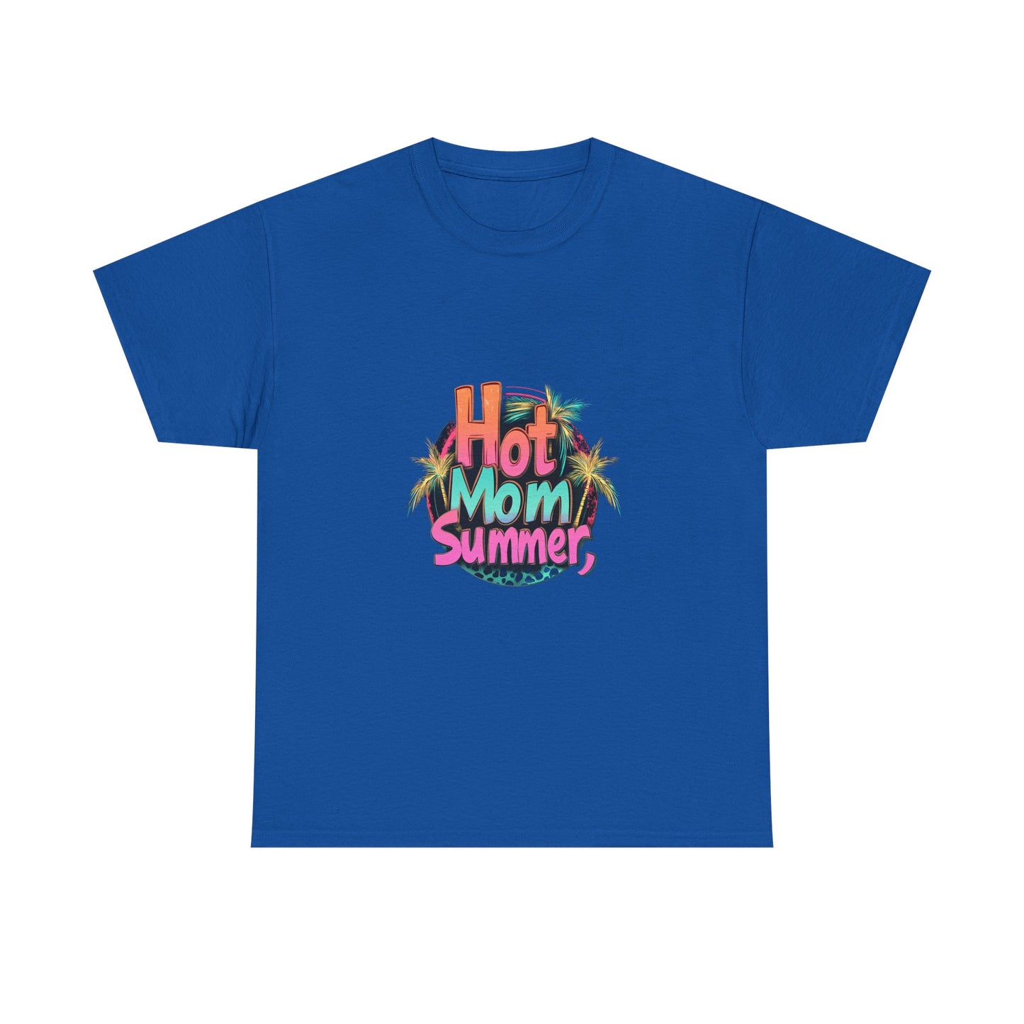 Hot Mom Summer Retro Tropical Unisex Heavy Cotton Tee - 'Hot Mom Summer' Graphic Tee