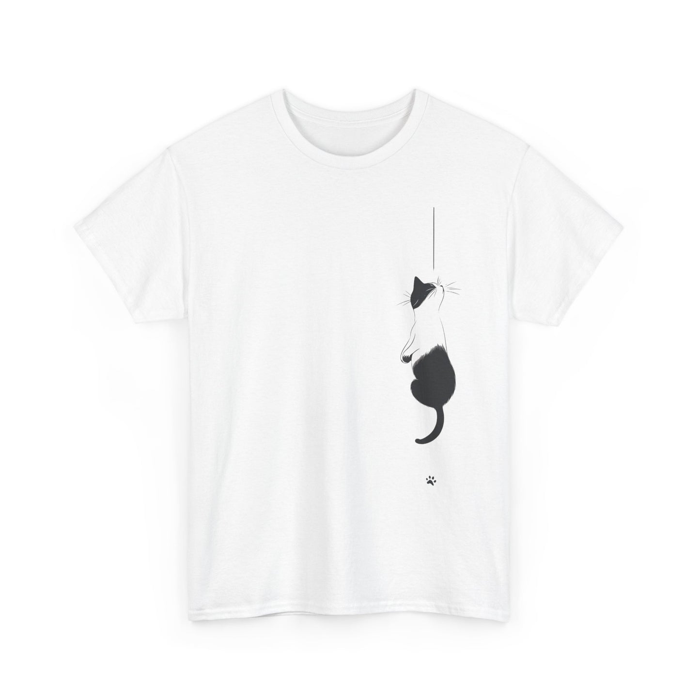 Cat Lover Unisex Heavy Cotton Tee - Curious Cat Hanging