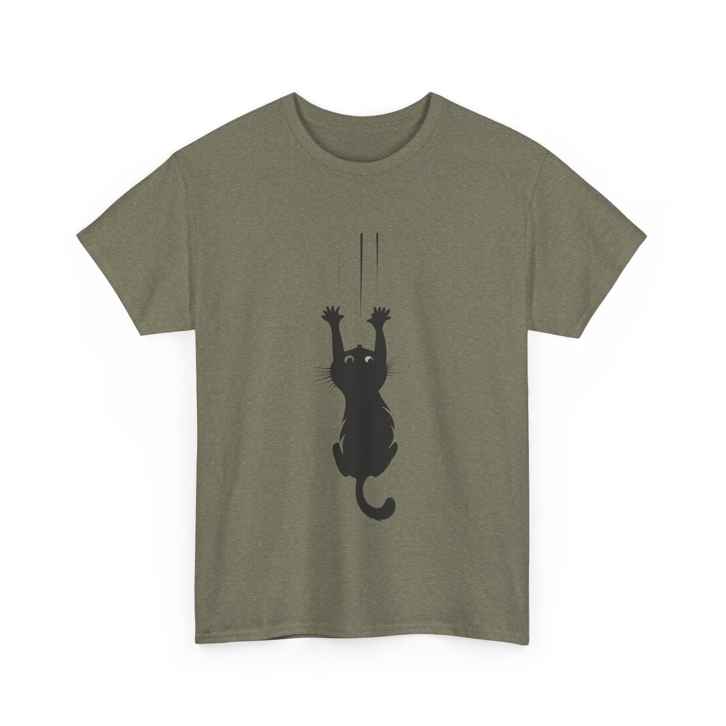 Playful Cat Claw Unisex Heavy Cotton Tee - Hanging Cat Panic - Tee Fusion Lab