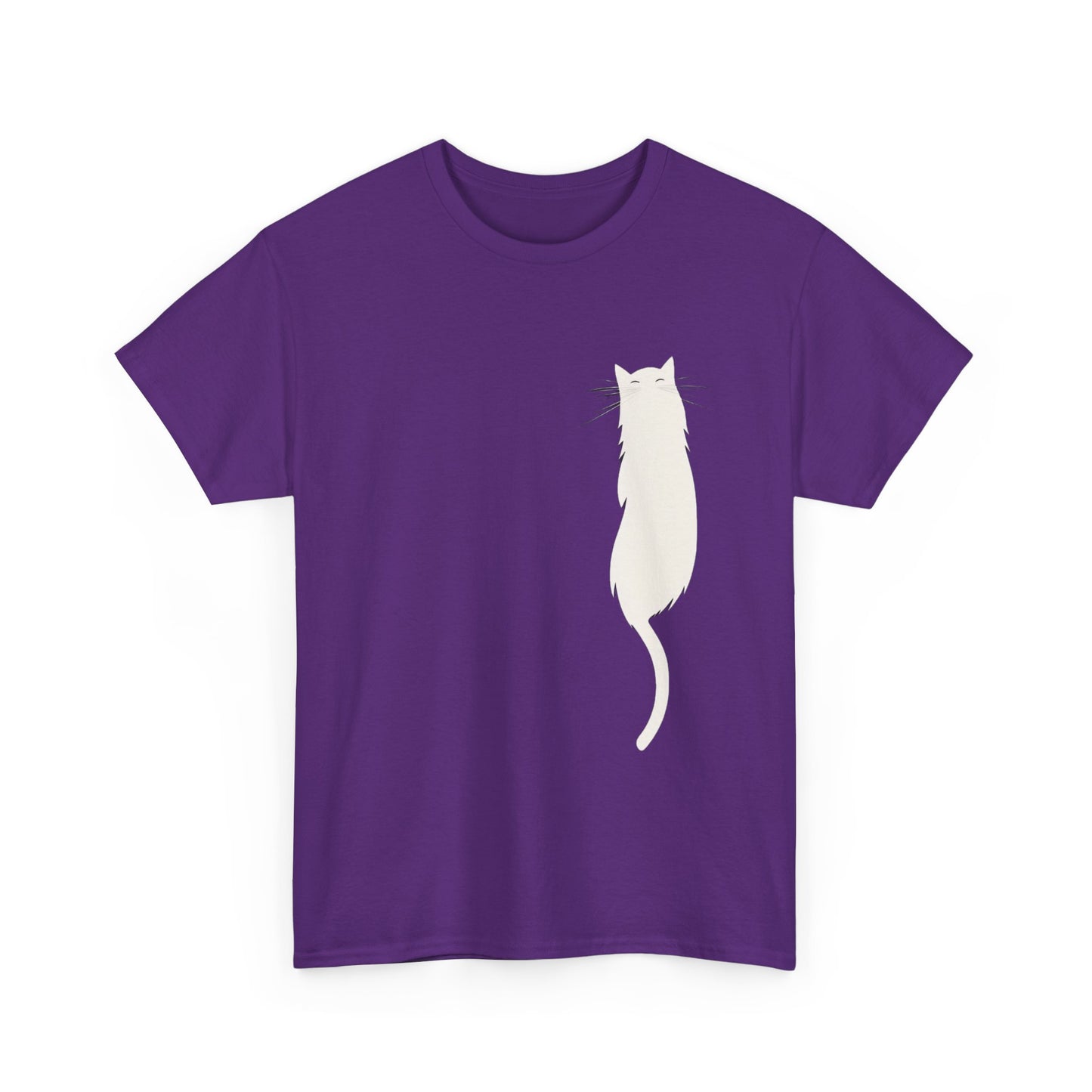 Cat Silhouette Unisex Heavy Cotton Tee – Floating White Cat