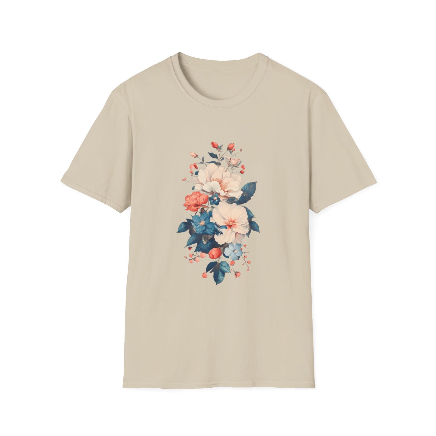 Floral Design Unisex Softstyle T-Shirt – Perfect for Everyday Wear and Spring Celebrations