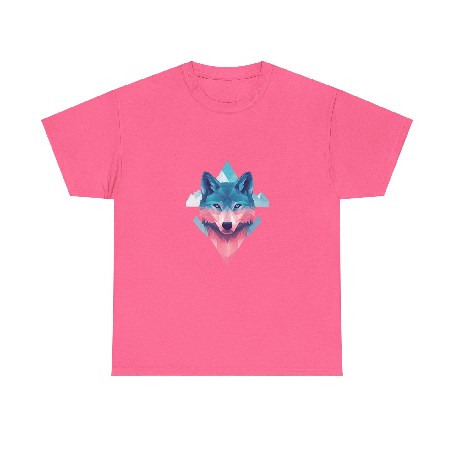 Geometric Wolf with Vibrant Colors Unisex Heavy Cotton Tee