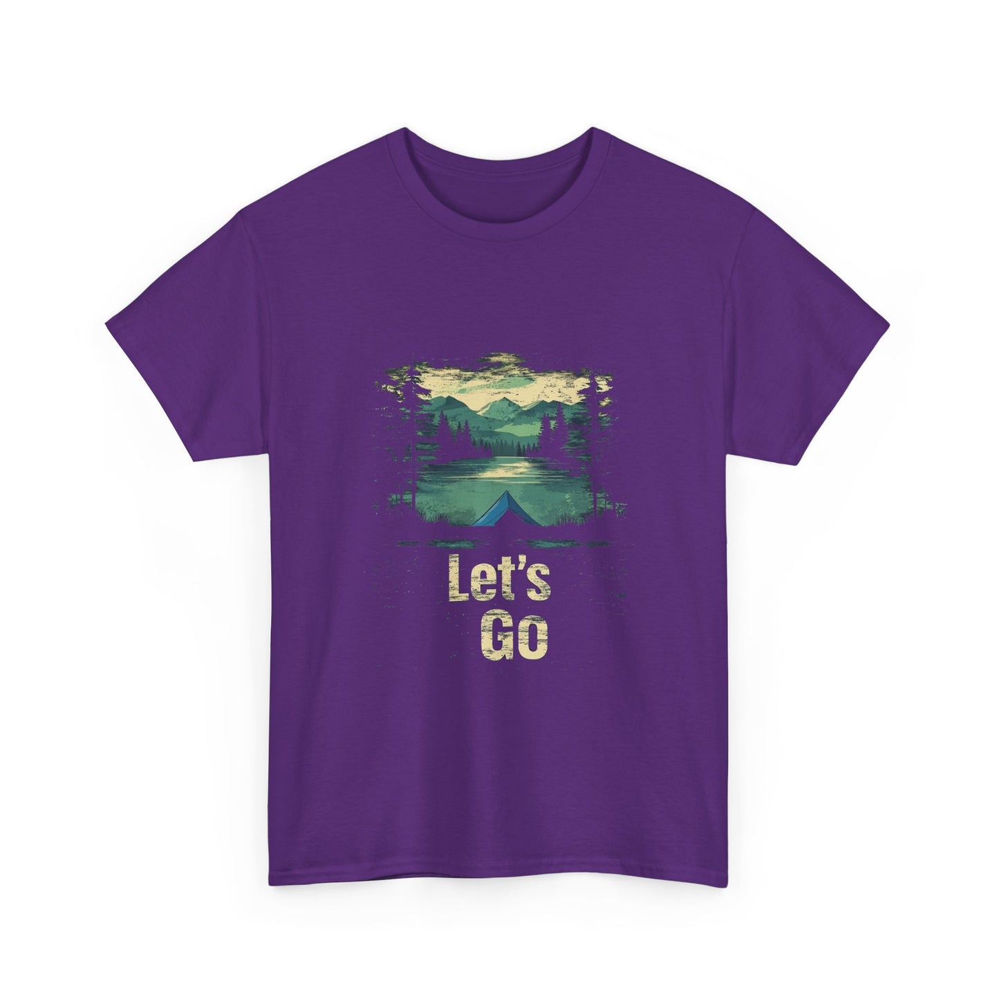 Adventure Awaits Unisex Heavy Cotton Tee - Let's Go Mountain Graphic Shirt