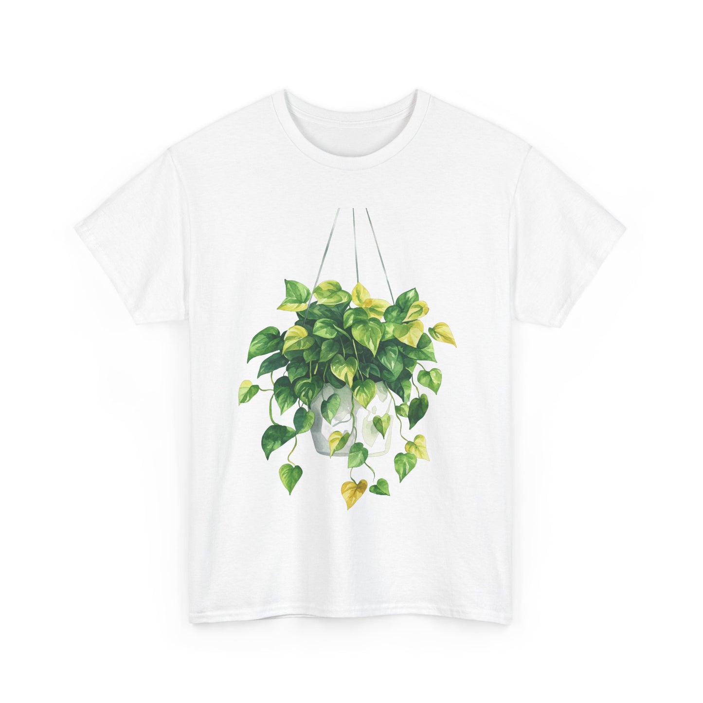 Hanging Pothos Plant Watercolor Tee - Hanging Indoor Plant Design