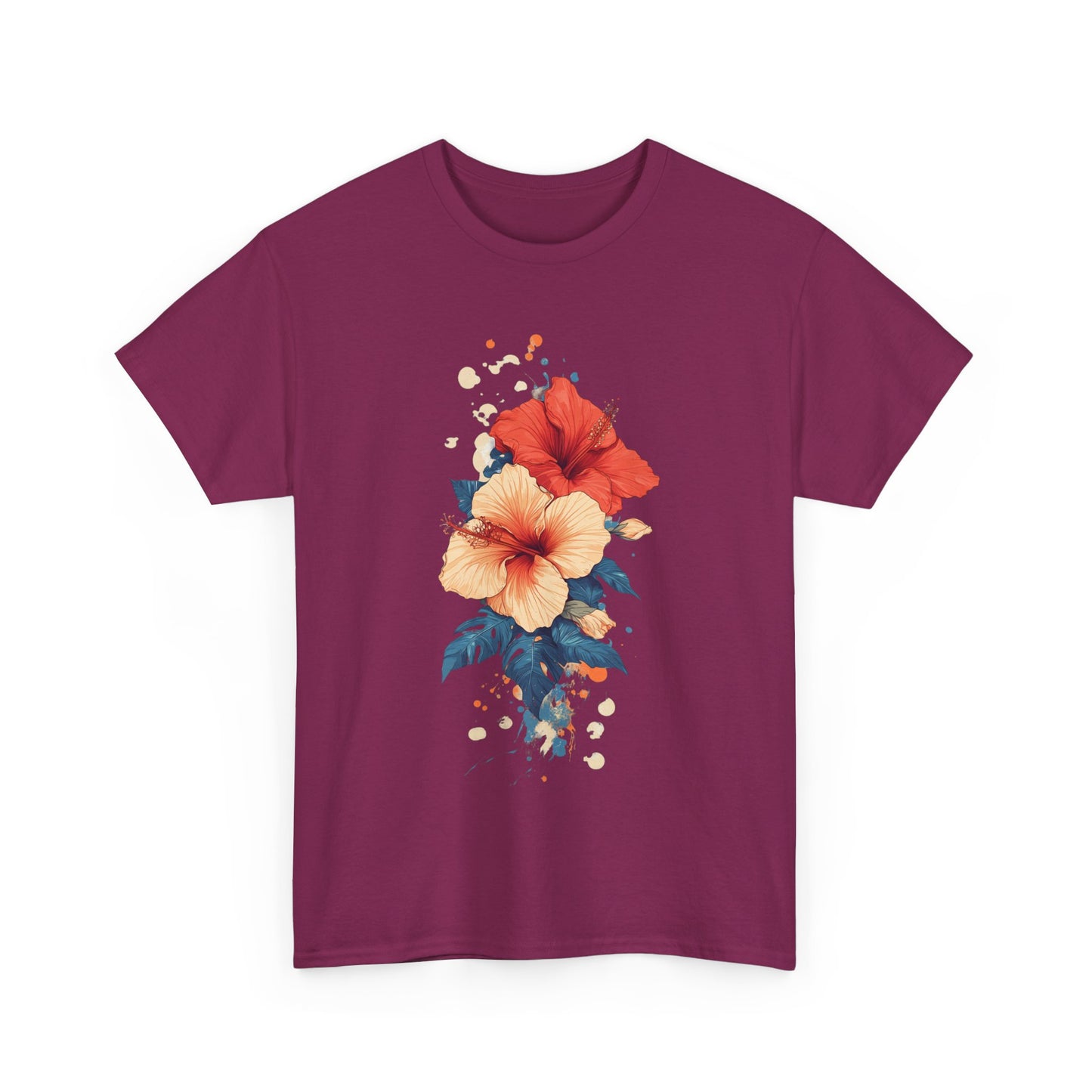 Tropical Floral Graphic Tee - Unisex Heavy Cotton T-Shirt - Tee Fusion Lab