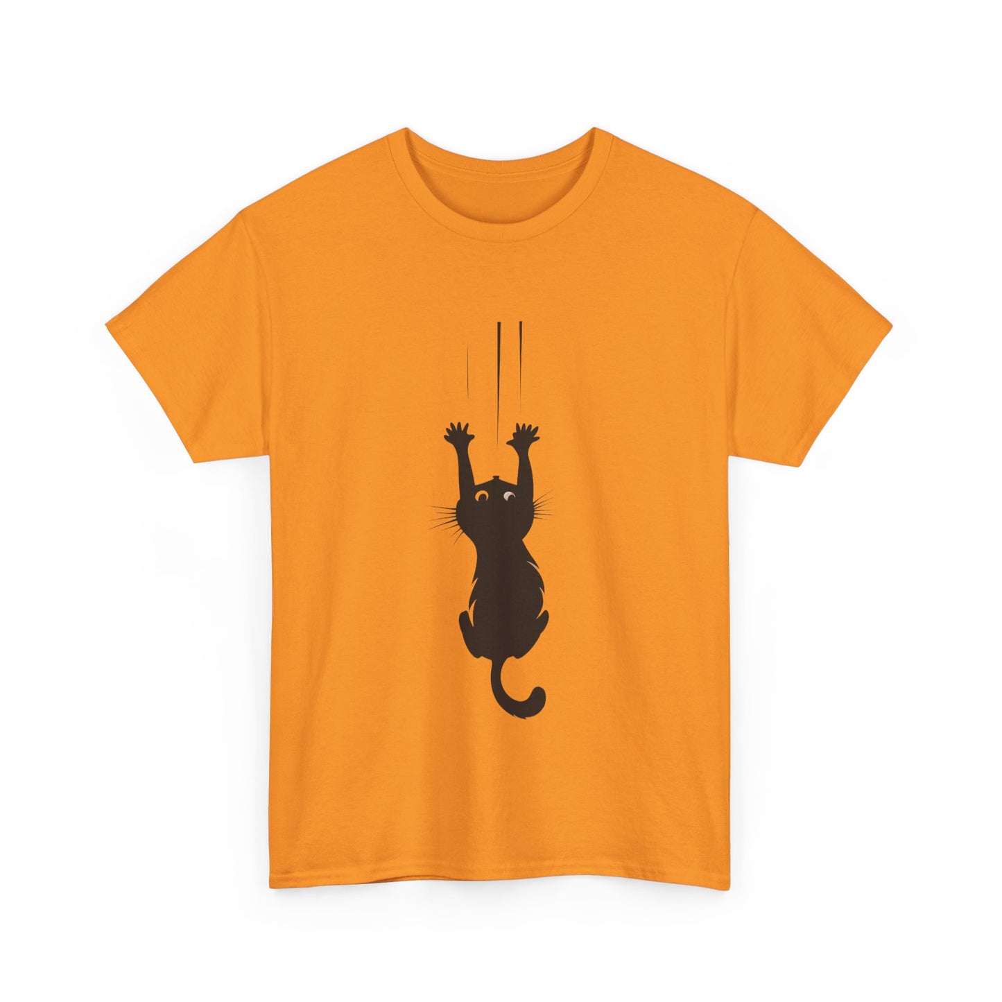Playful Cat Claw Unisex Heavy Cotton Tee - Hanging Cat Panic - Tee Fusion Lab