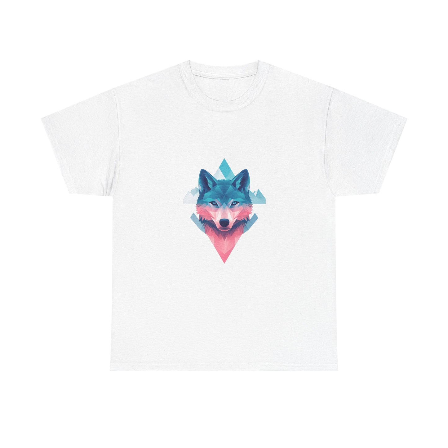 Geometric Wolf with Vibrant Colors Unisex Heavy Cotton Tee