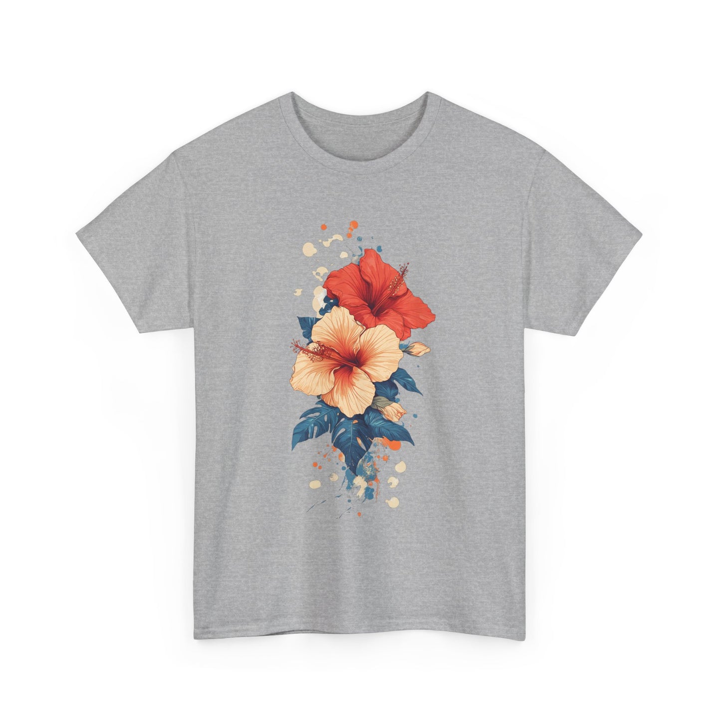 Tropical Floral Graphic Tee - Unisex Heavy Cotton T-Shirt - Tee Fusion Lab