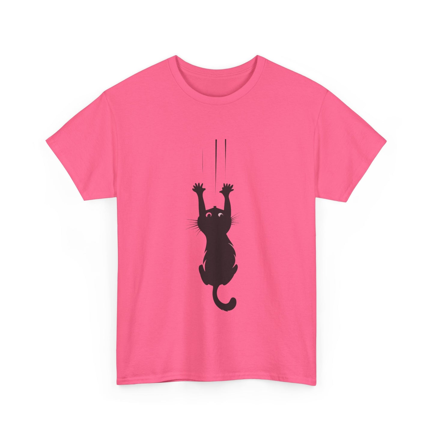 Playful Cat Claw Unisex Heavy Cotton Tee - Hanging Cat Panic - Tee Fusion Lab