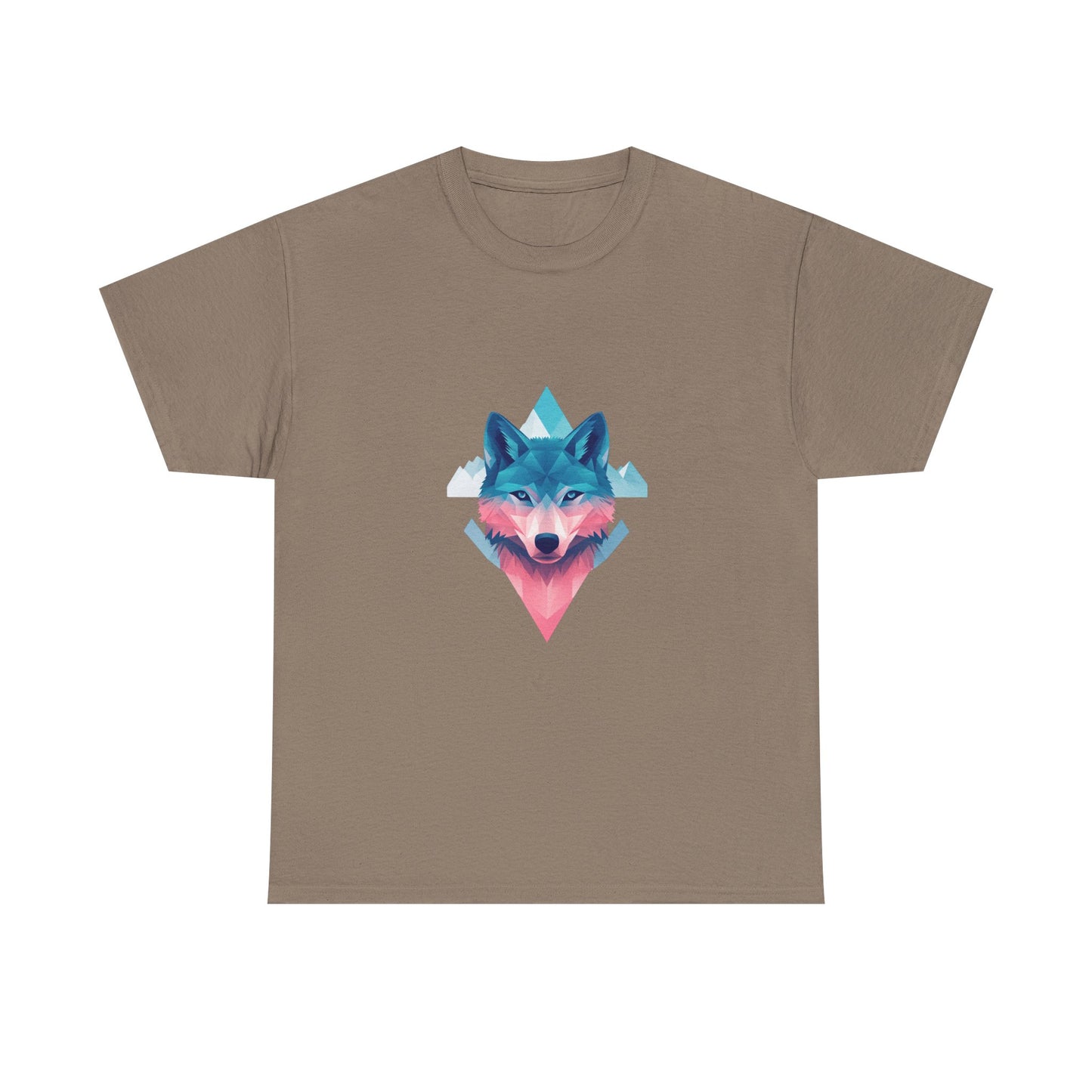 Geometric Wolf with Vibrant Colors Unisex Heavy Cotton Tee