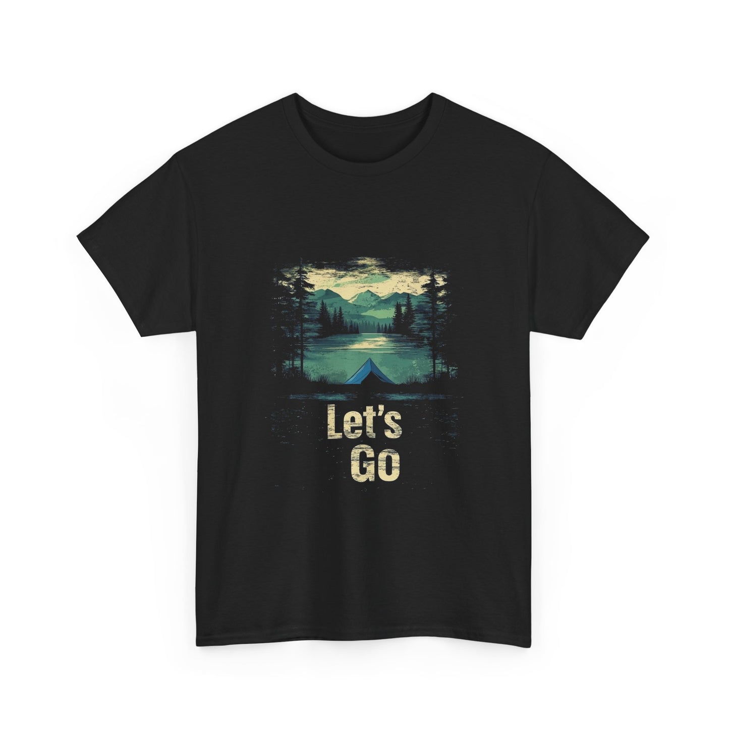 Adventure Awaits Unisex Heavy Cotton Tee - Let's Go Mountain Graphic Shirt