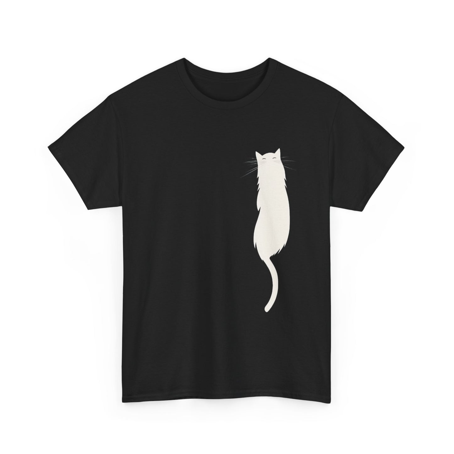 Cat Silhouette Unisex Heavy Cotton Tee – Floating White Cat