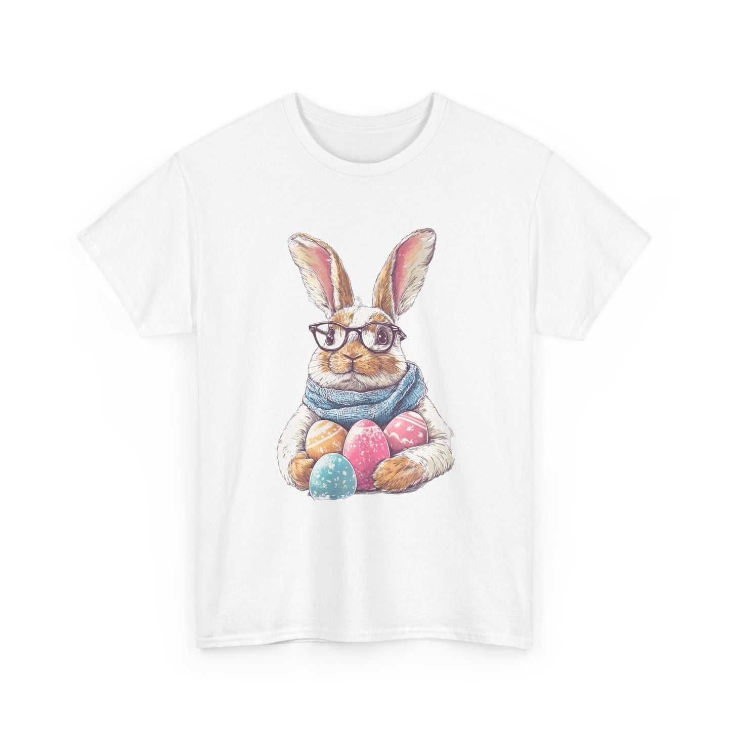 Easter Bunny Graphic Tee - Unisex Heavy Cotton Tee for Spring Celebrations - Bunny with Glasses