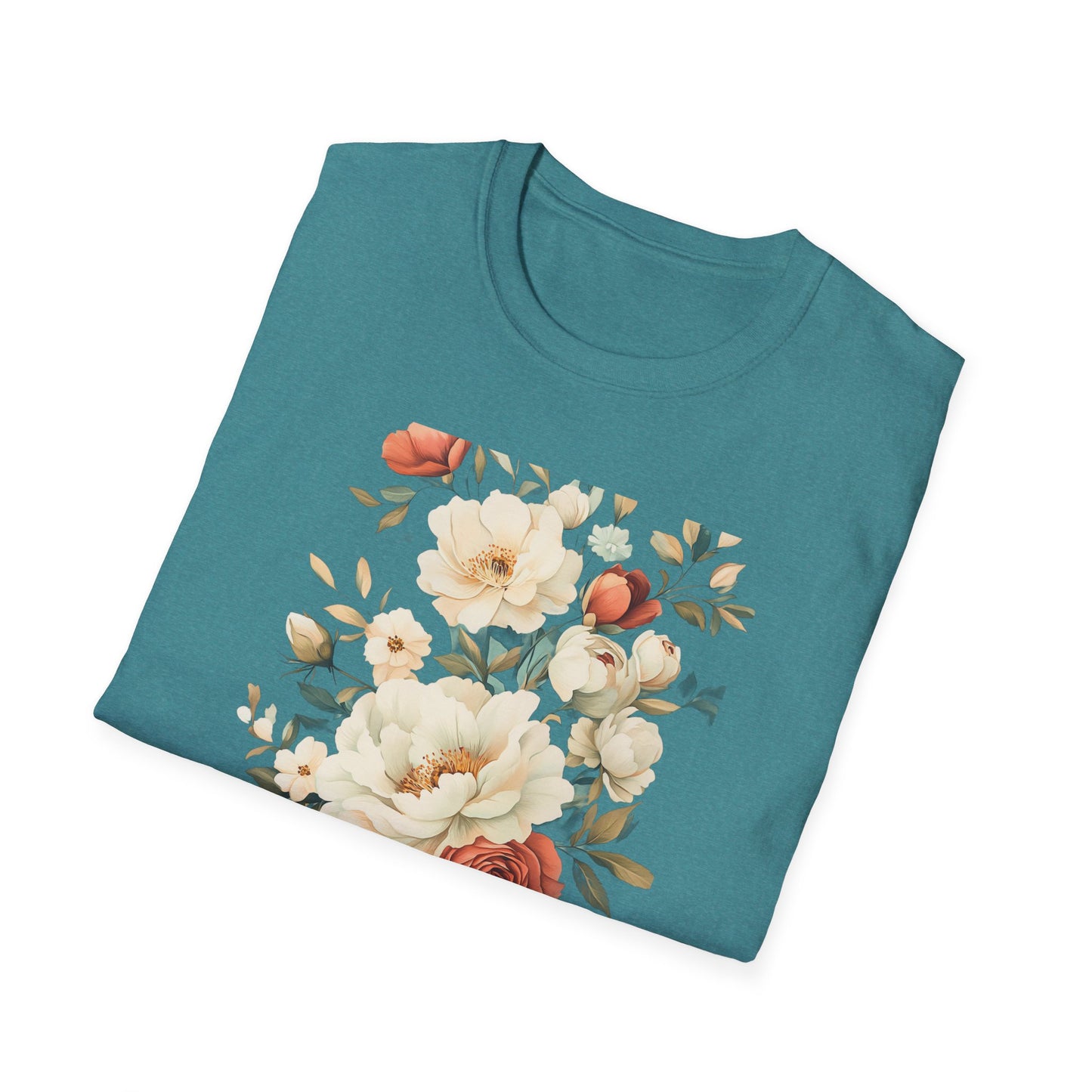 Floral Design Unisex Softstyle T-Shirt - Perfect for Spring and Everyday Wear