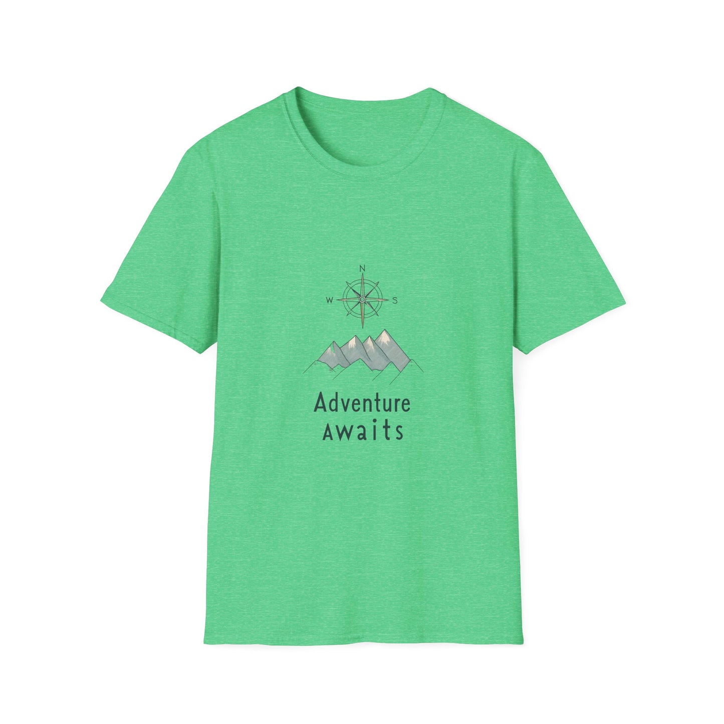 Adventure Awaits Unisex Softstyle T-Shirt, Perfect for Travel Lovers, Outdoor Enthusiasts, Camping, Adventure Gifts, Nature Tee