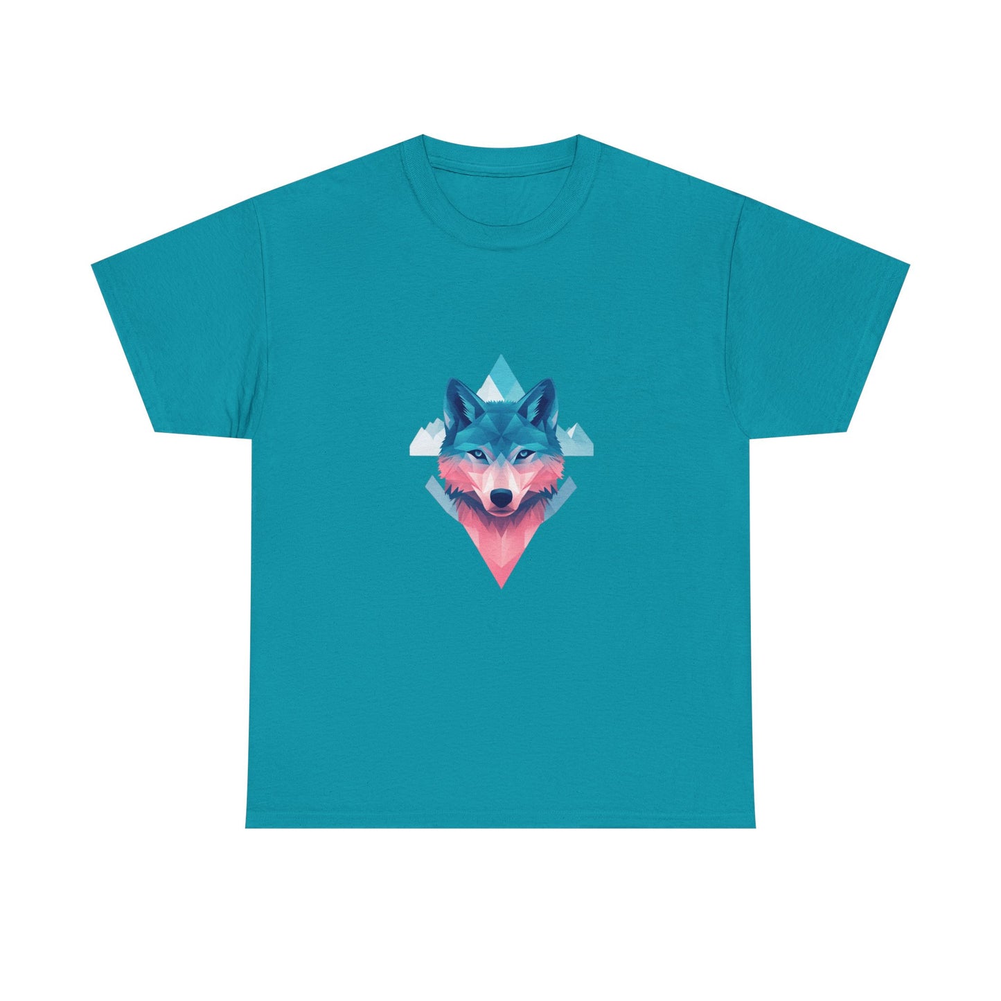 Geometric Wolf with Vibrant Colors Unisex Heavy Cotton Tee