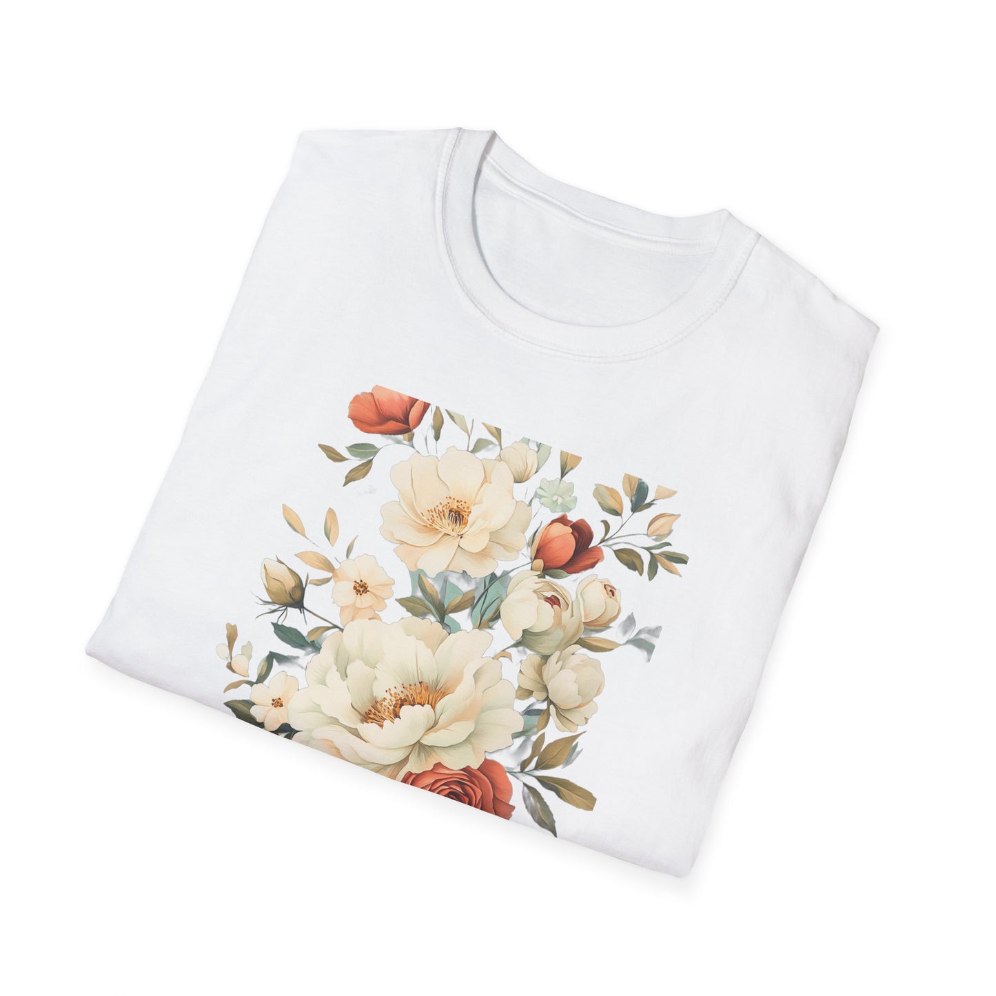 Floral Design Unisex Softstyle T-Shirt - Perfect for Spring and Everyday Wear