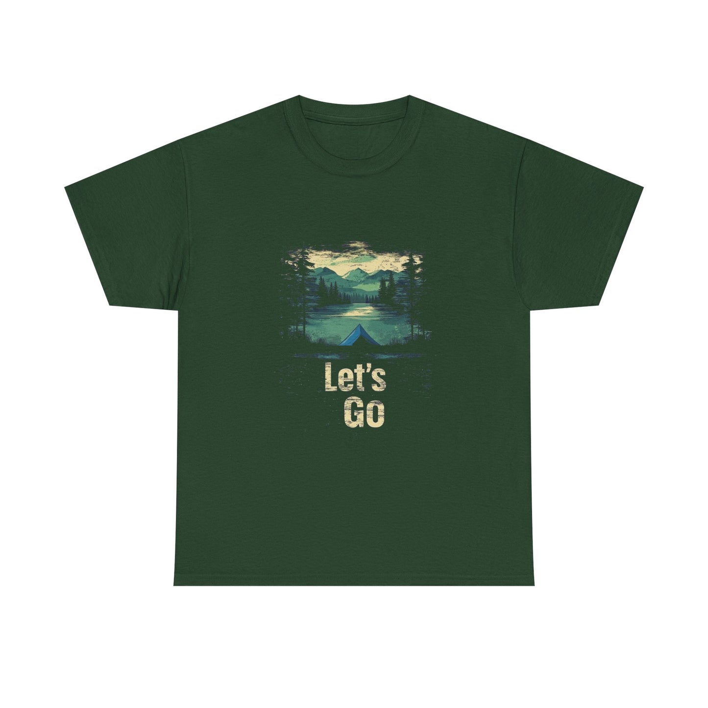 Adventure Awaits Unisex Heavy Cotton Tee - Let's Go Mountain Graphic Shirt