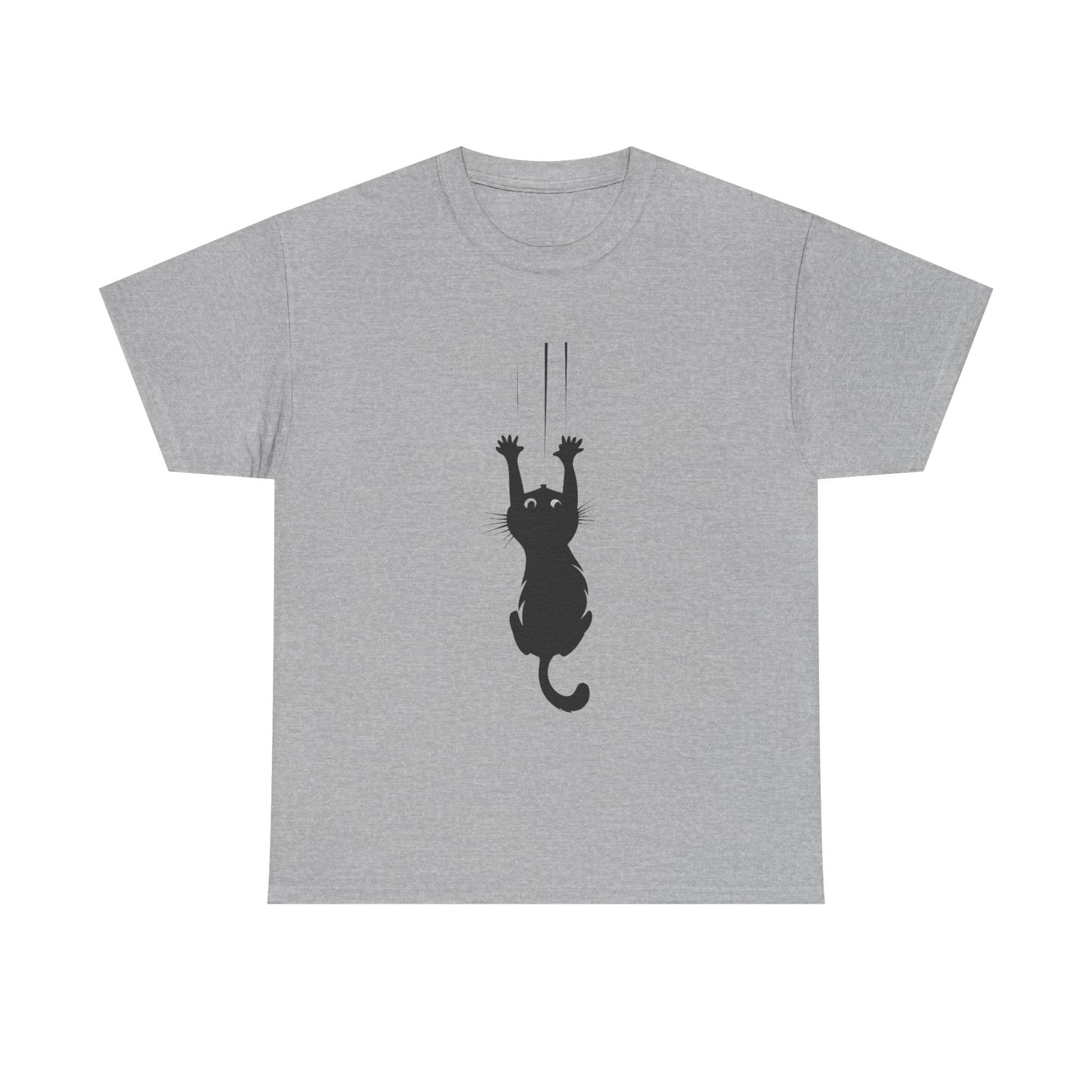 Playful Cat Claw Unisex Heavy Cotton Tee - Hanging Cat Panic - Tee Fusion Lab