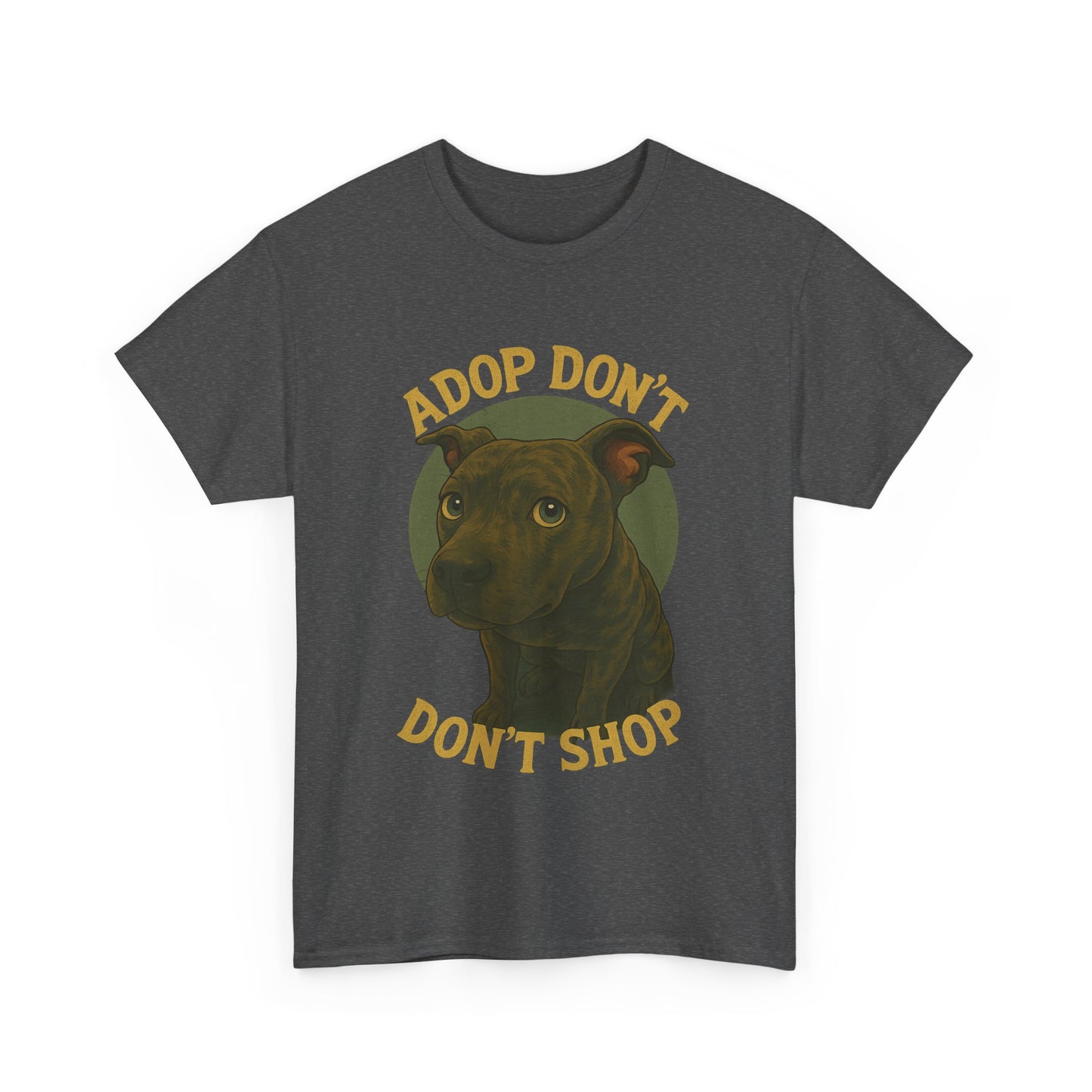 Unisex Heavy Cotton Tee - "Adopt Don't Shop" Dog Design - Tee Fusion Lab
