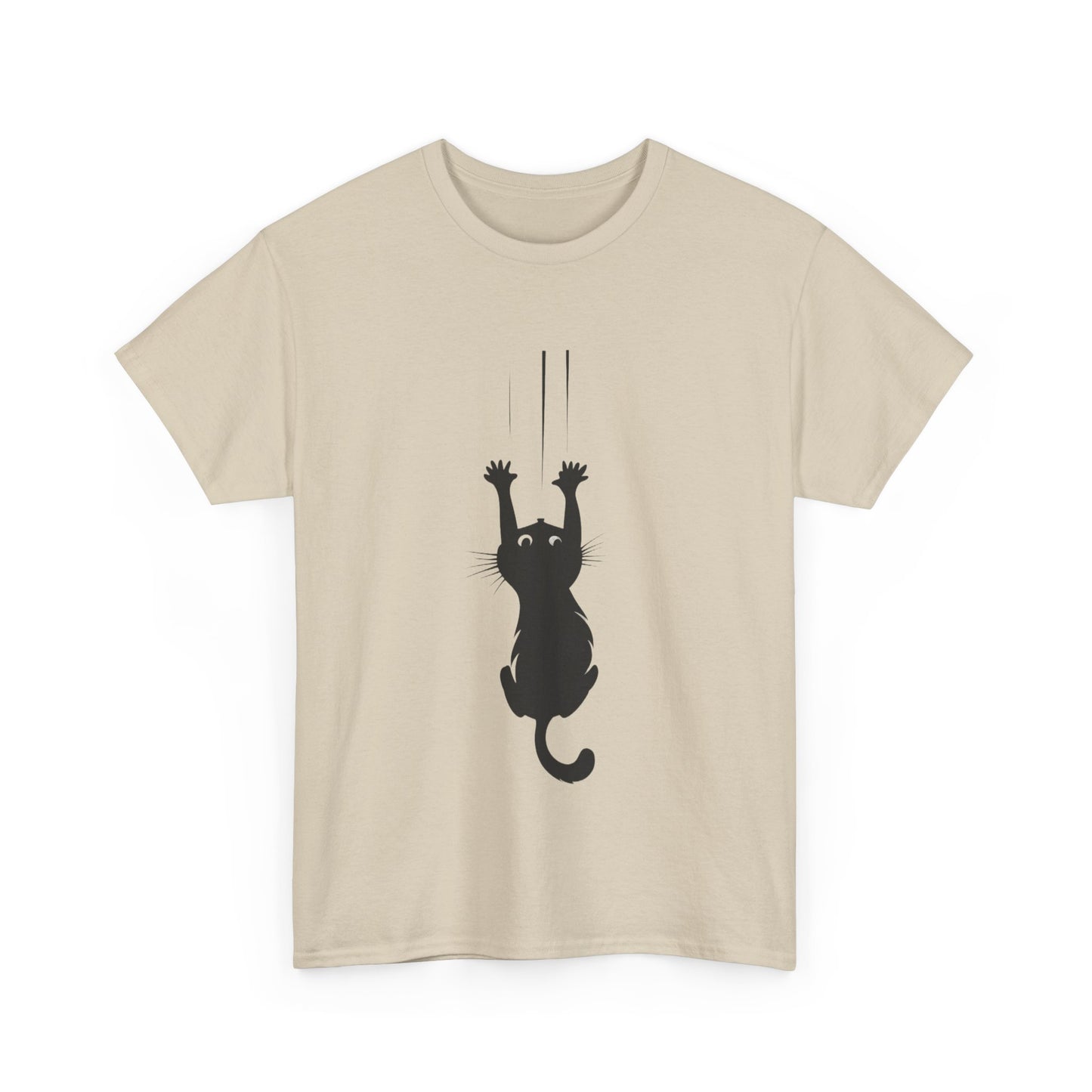 Playful Cat Claw Unisex Heavy Cotton Tee - Hanging Cat Panic - Tee Fusion Lab