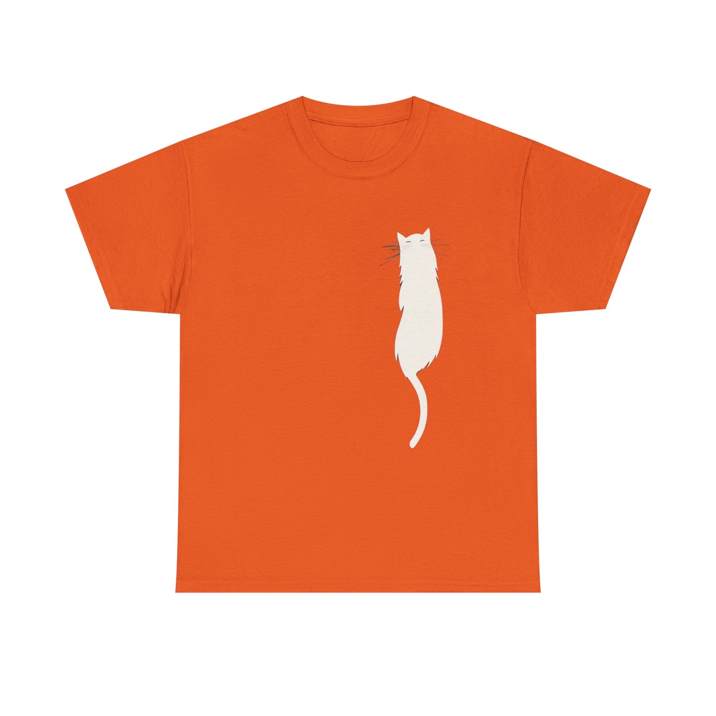 Cat Silhouette Unisex Heavy Cotton Tee – Floating White Cat