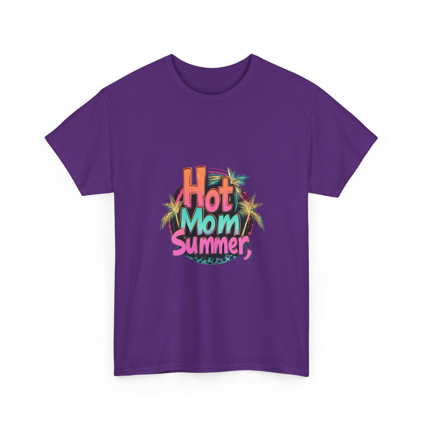 Hot Mom Summer Retro Tropical Unisex Heavy Cotton Tee - 'Hot Mom Summer' Graphic Tee