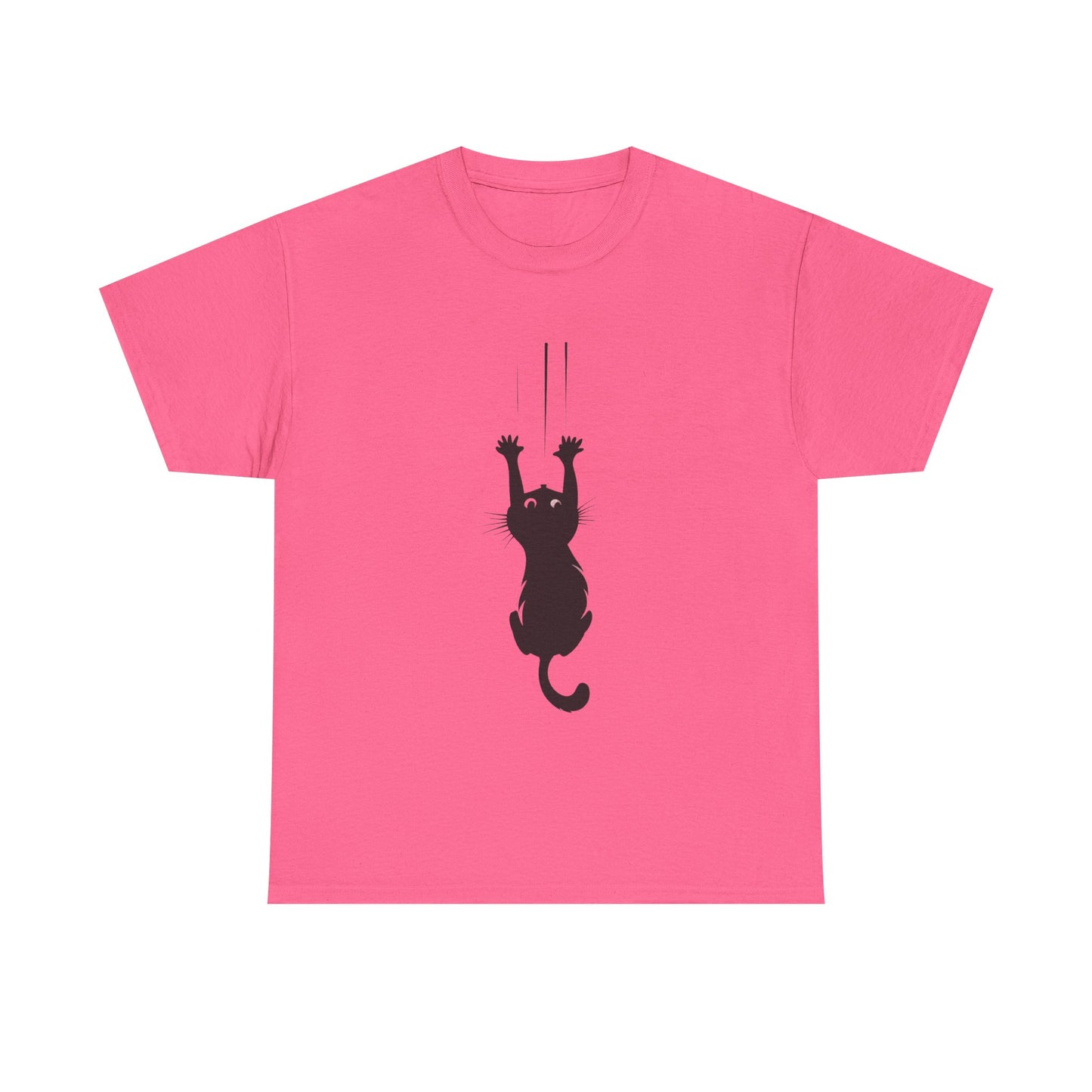 Playful Cat Claw Unisex Heavy Cotton Tee - Hanging Cat Panic - Tee Fusion Lab