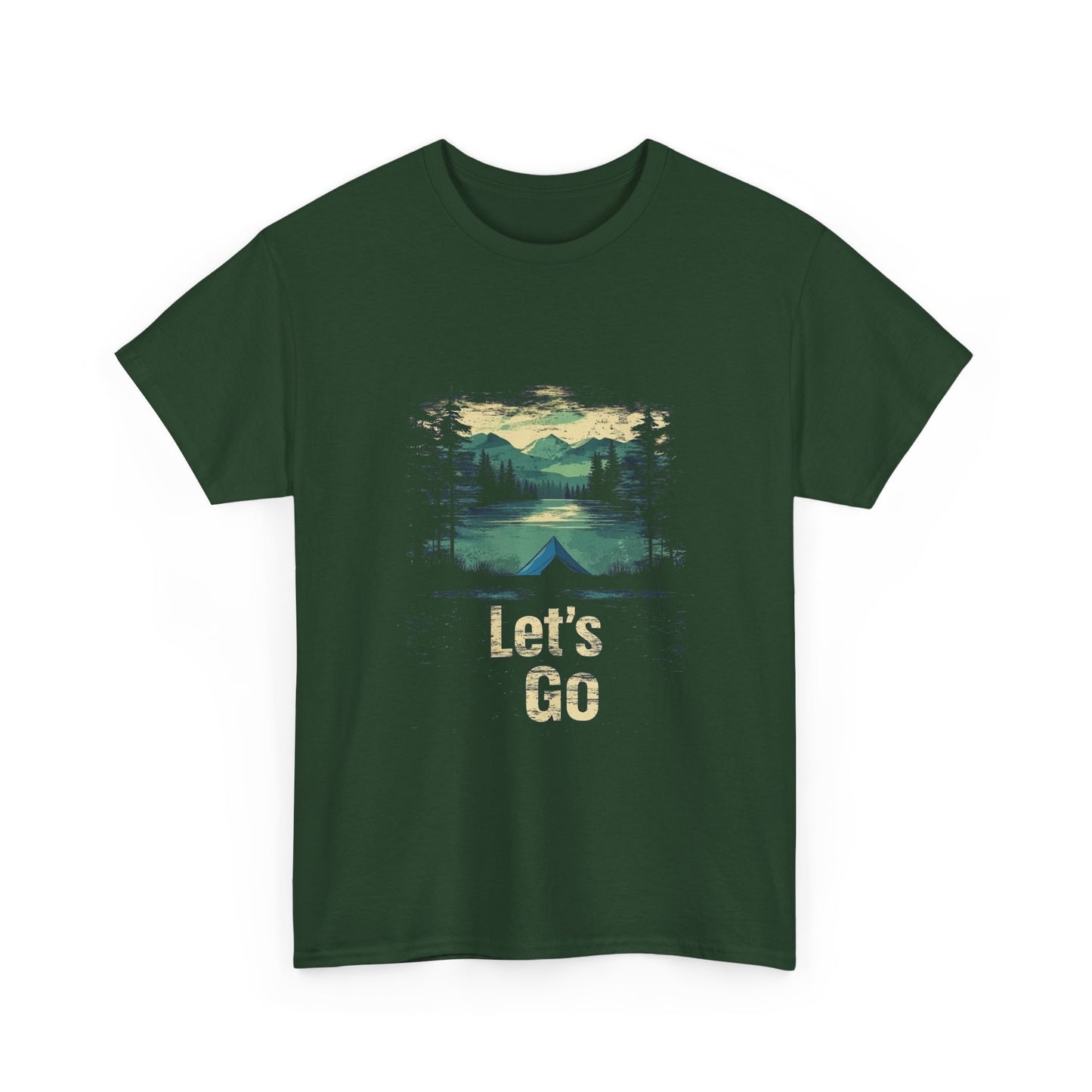 Adventure Awaits Unisex Heavy Cotton Tee - Let's Go Mountain Graphic Shirt