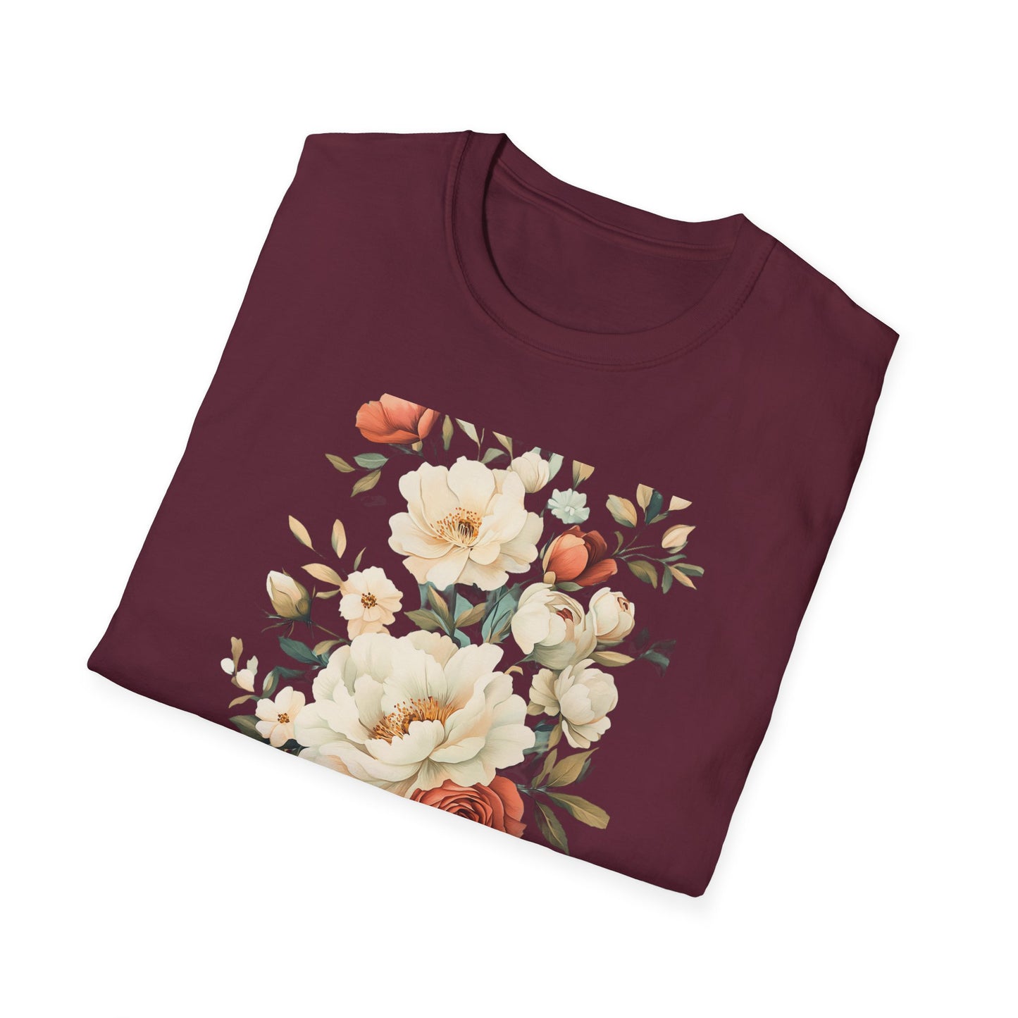 Floral Design Unisex Softstyle T-Shirt - Perfect for Spring and Everyday Wear