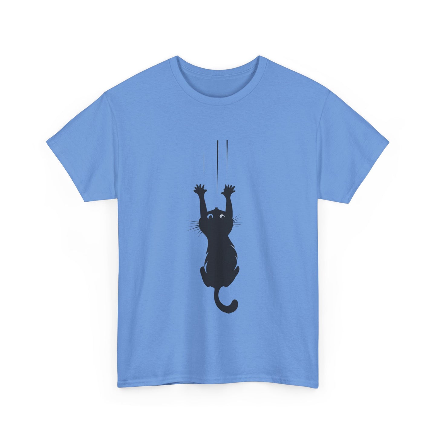 Playful Cat Claw Unisex Heavy Cotton Tee - Hanging Cat Panic - Tee Fusion Lab