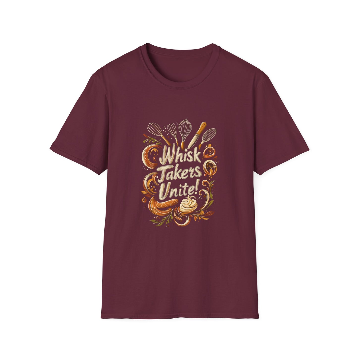 Whisk Takers Unite Unisex Softstyle T-Shirt - Perfect for Bakers and Cooking Enthusiasts - Tee Fusion Lab