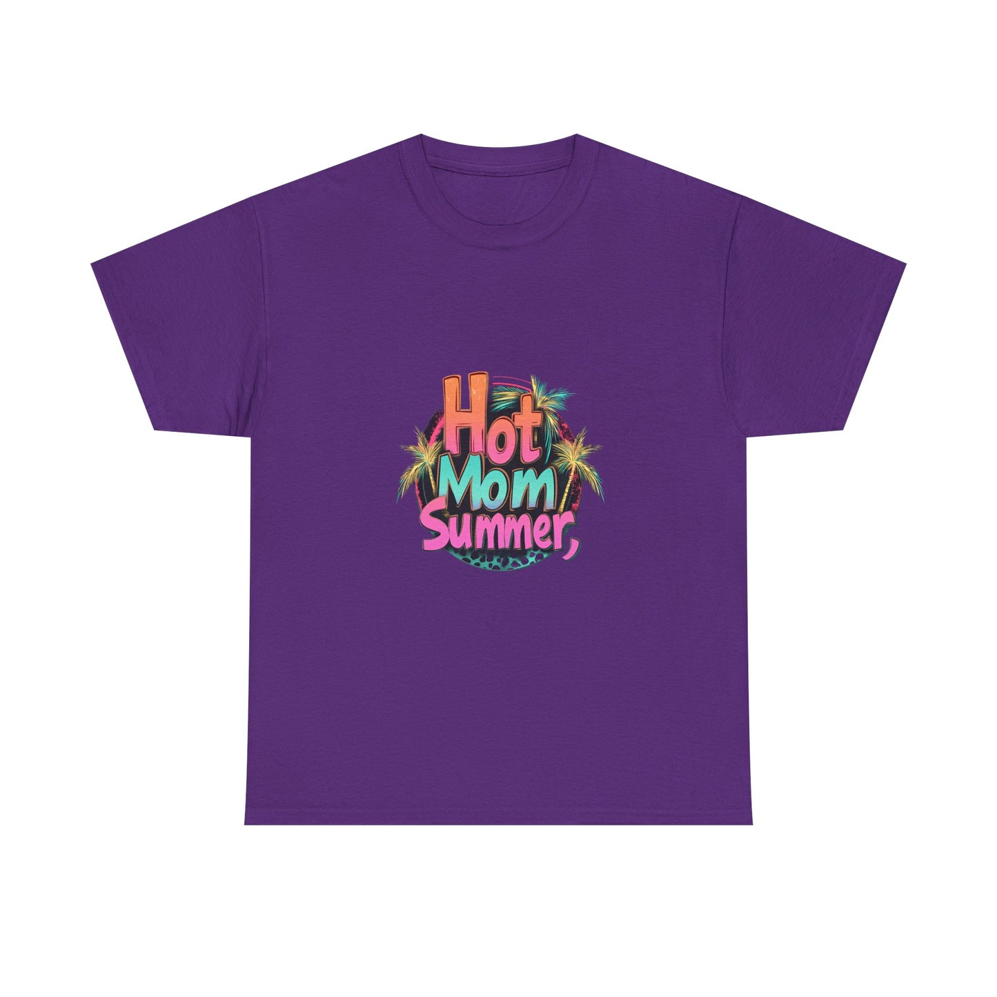 Hot Mom Summer Retro Tropical Unisex Heavy Cotton Tee - 'Hot Mom Summer' Graphic Tee