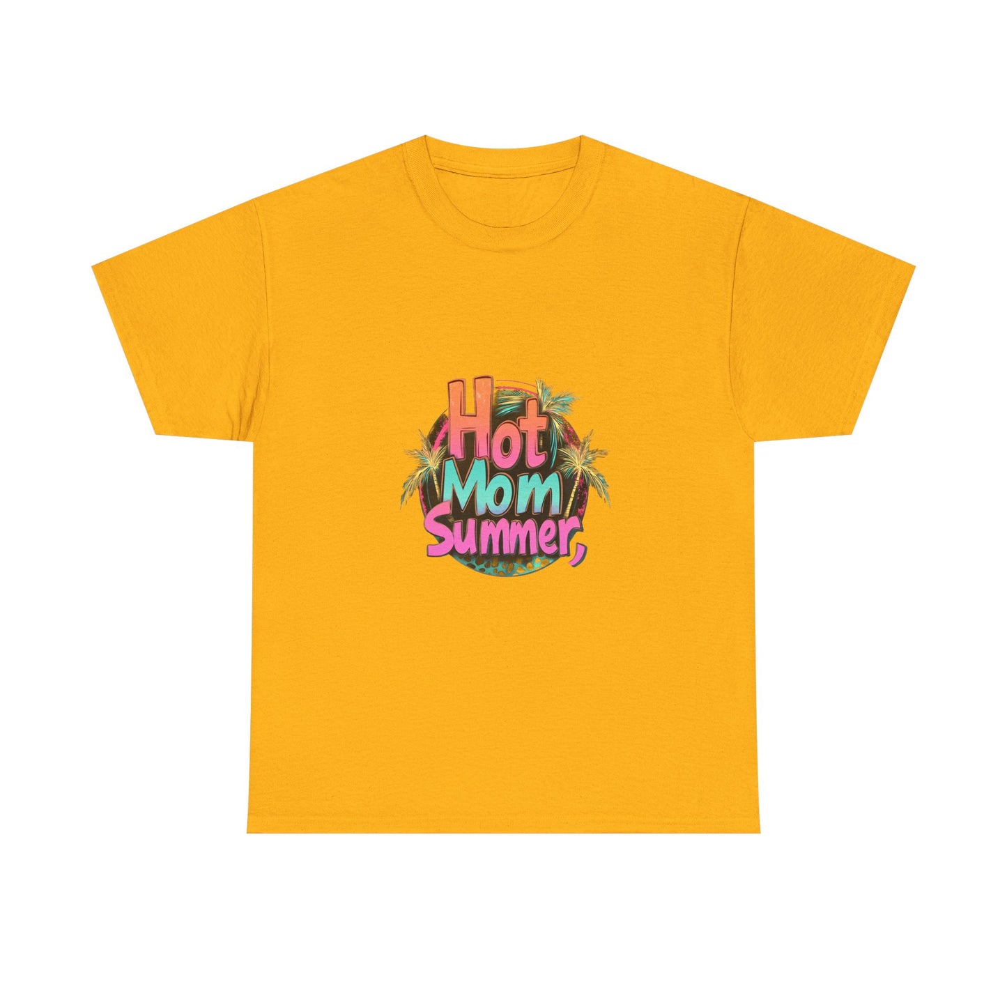 Hot Mom Summer Retro Tropical Unisex Heavy Cotton Tee - 'Hot Mom Summer' Graphic Tee