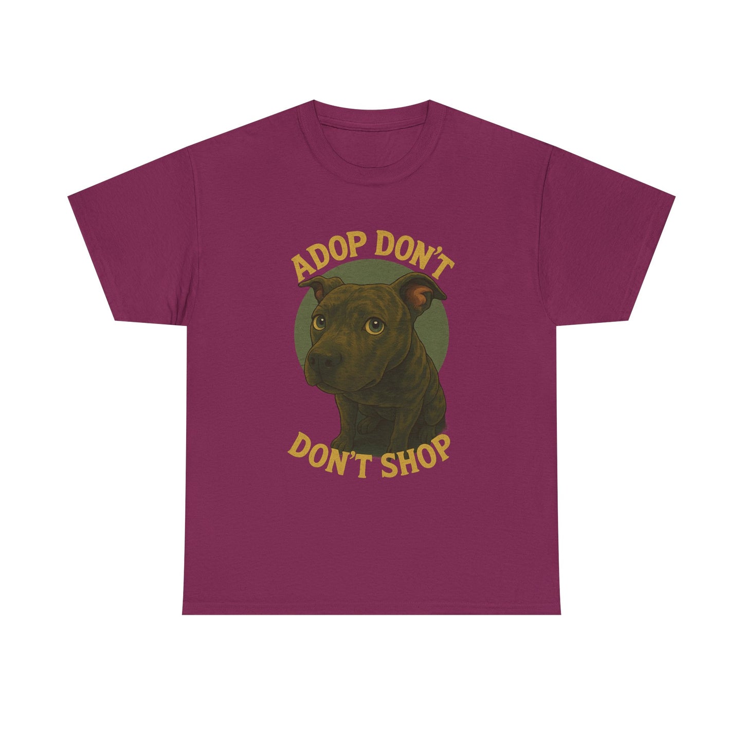 Unisex Heavy Cotton Tee - "Adopt Don't Shop" Dog Design - Tee Fusion Lab